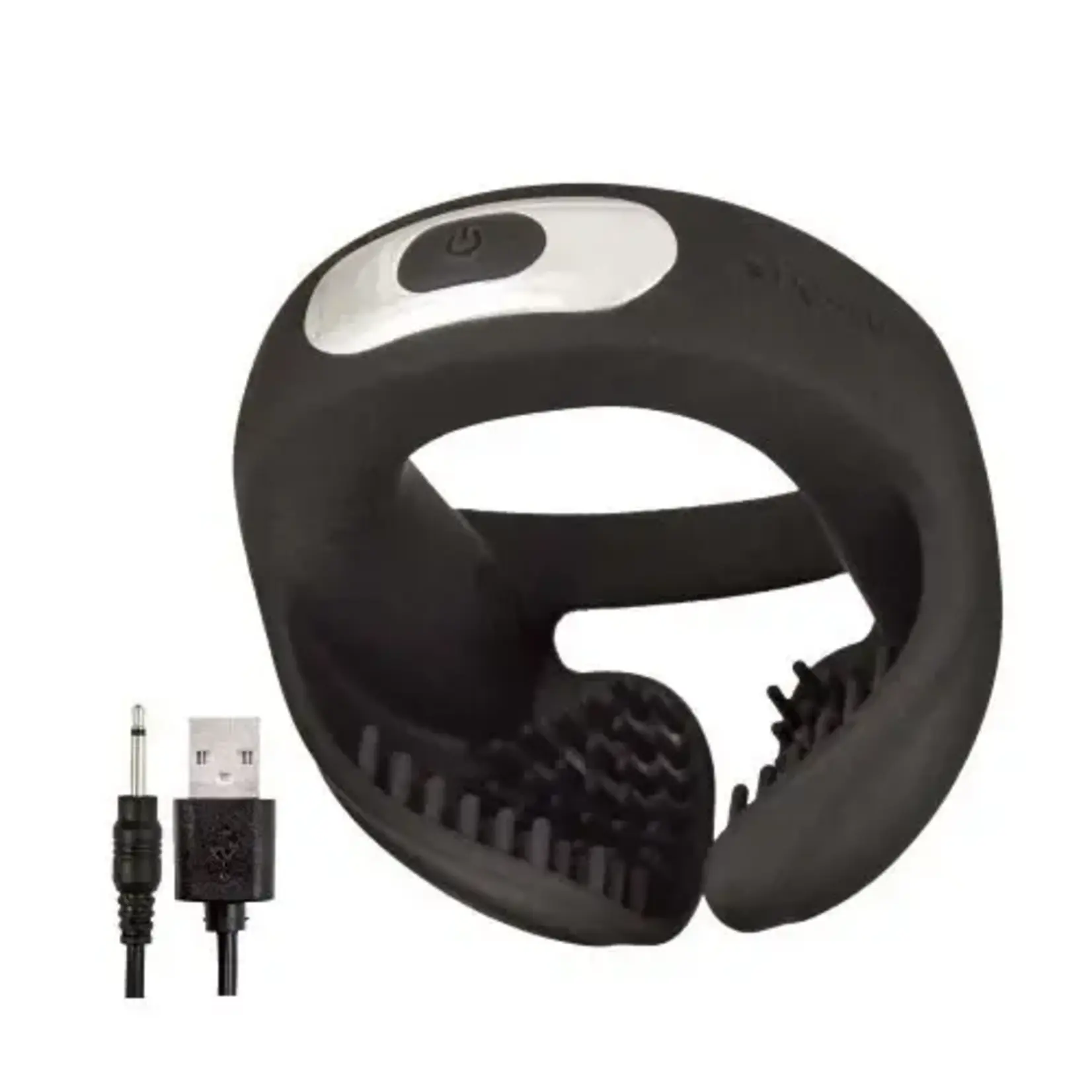NassToys CockPower Scrotum Hugger Rechargeable Silicone Cock Ring- Black