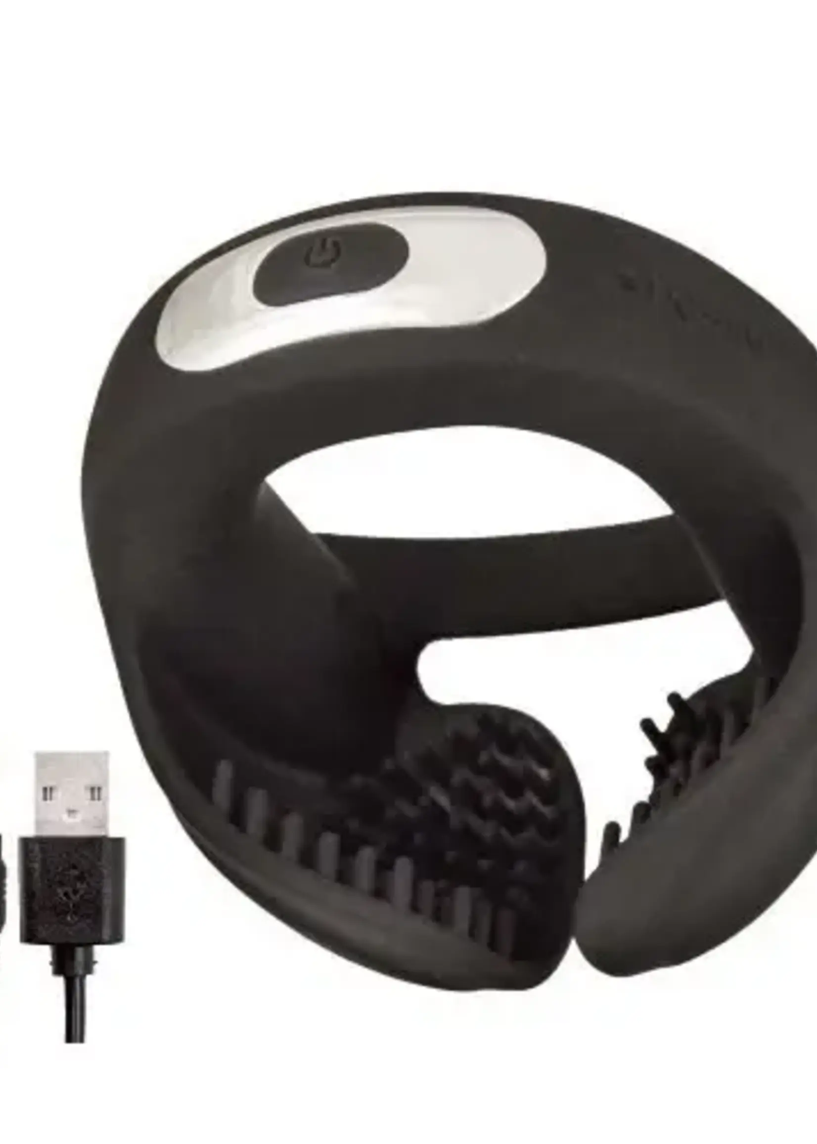NassToys CockPower Scrotum Hugger Rechargeable Silicone Cock Ring- Black
