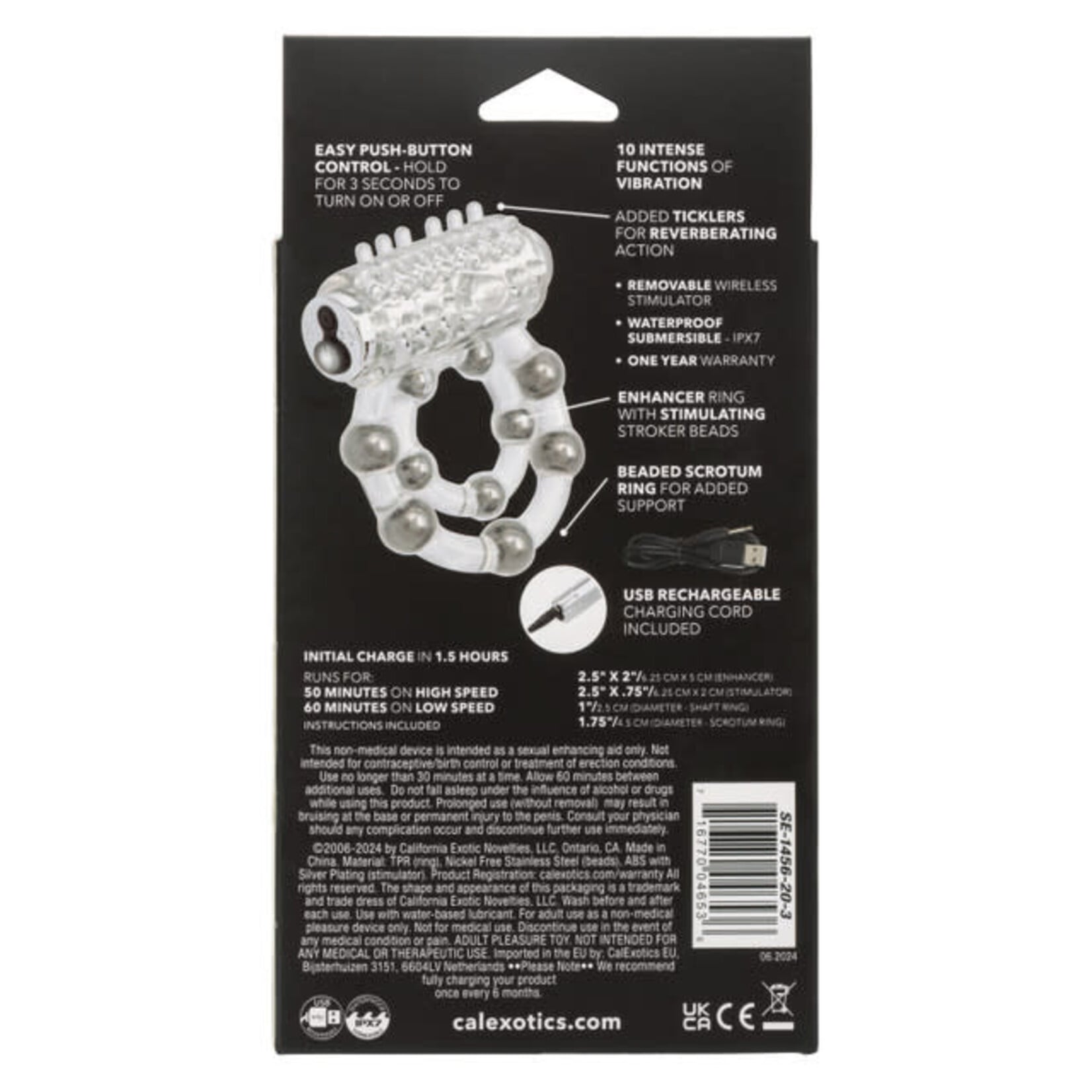 Calexotics Maximus Enhancement Ring 10 Stoker Beads Rechargeable
