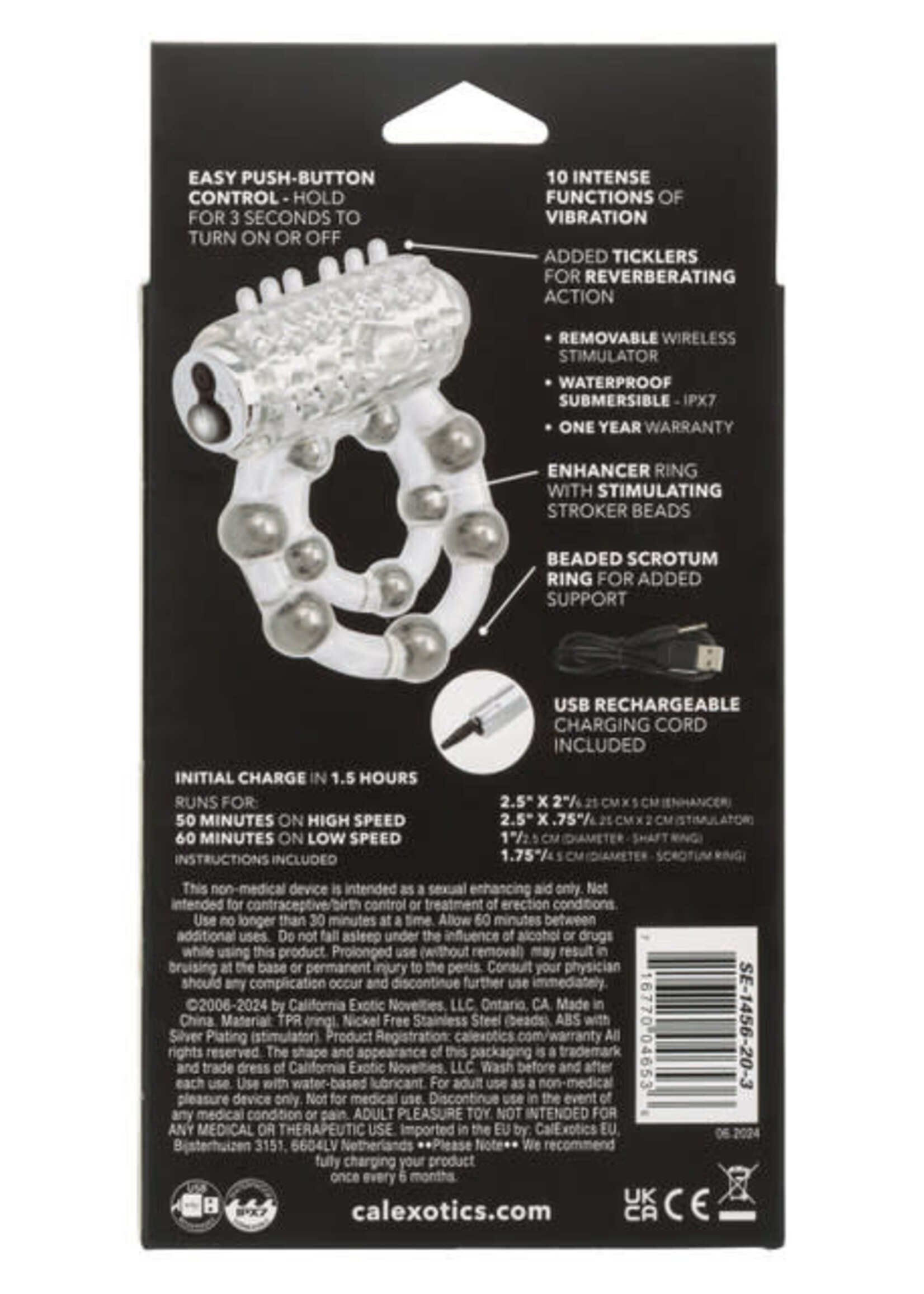 Calexotics Maximus Enhancement Ring 10 Stoker Beads Rechargeable