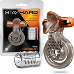 Blush Stay Hard Vibrating Cock Ring Set With Sleeve -
