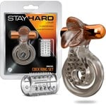Blush Stay Hard Vibrating Cock Ring Set With Sleeve -