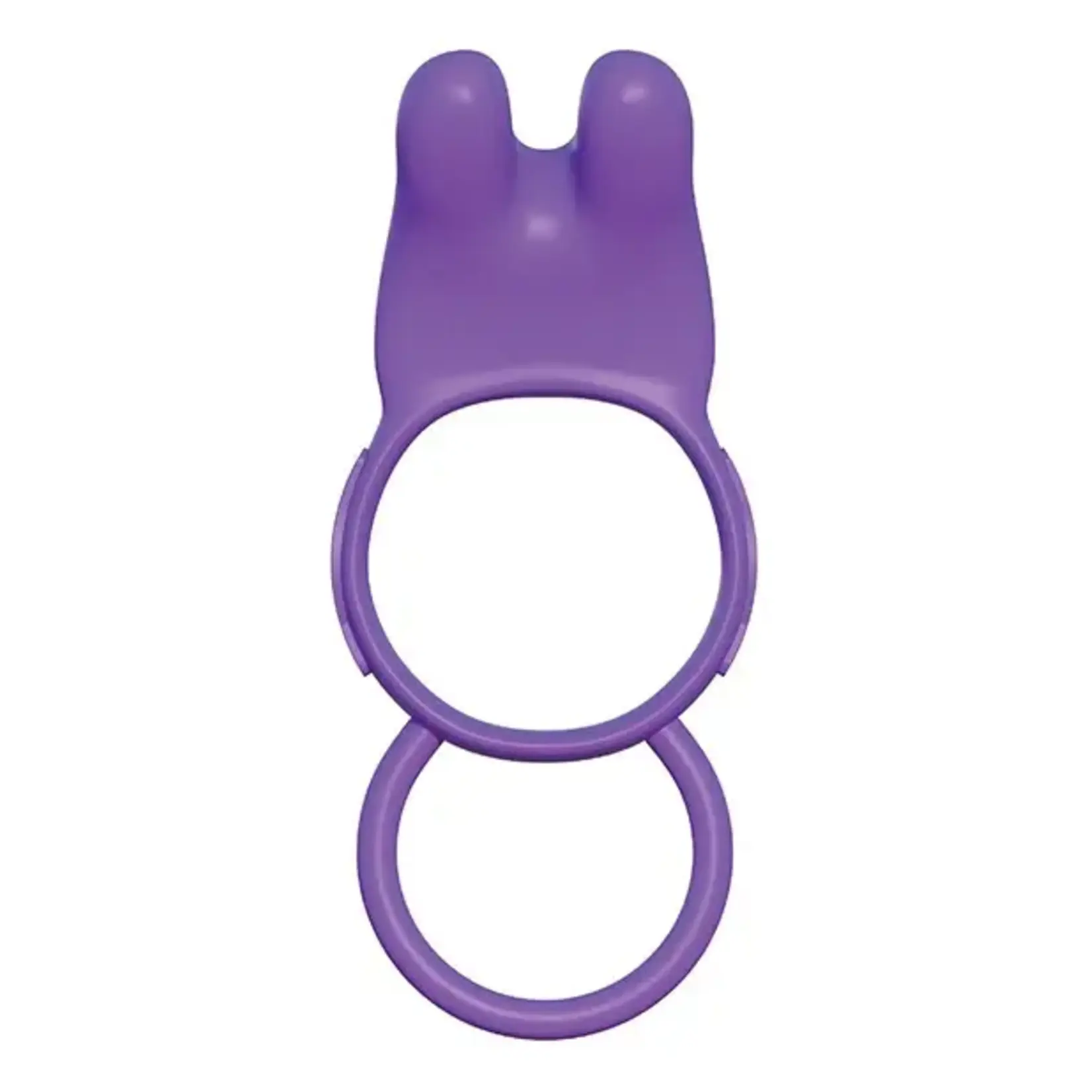 Pipedream Fantasy C-Ringz Twin Teazer Rabbit Silicone Cock Ring with Wired Remote Control - Purple