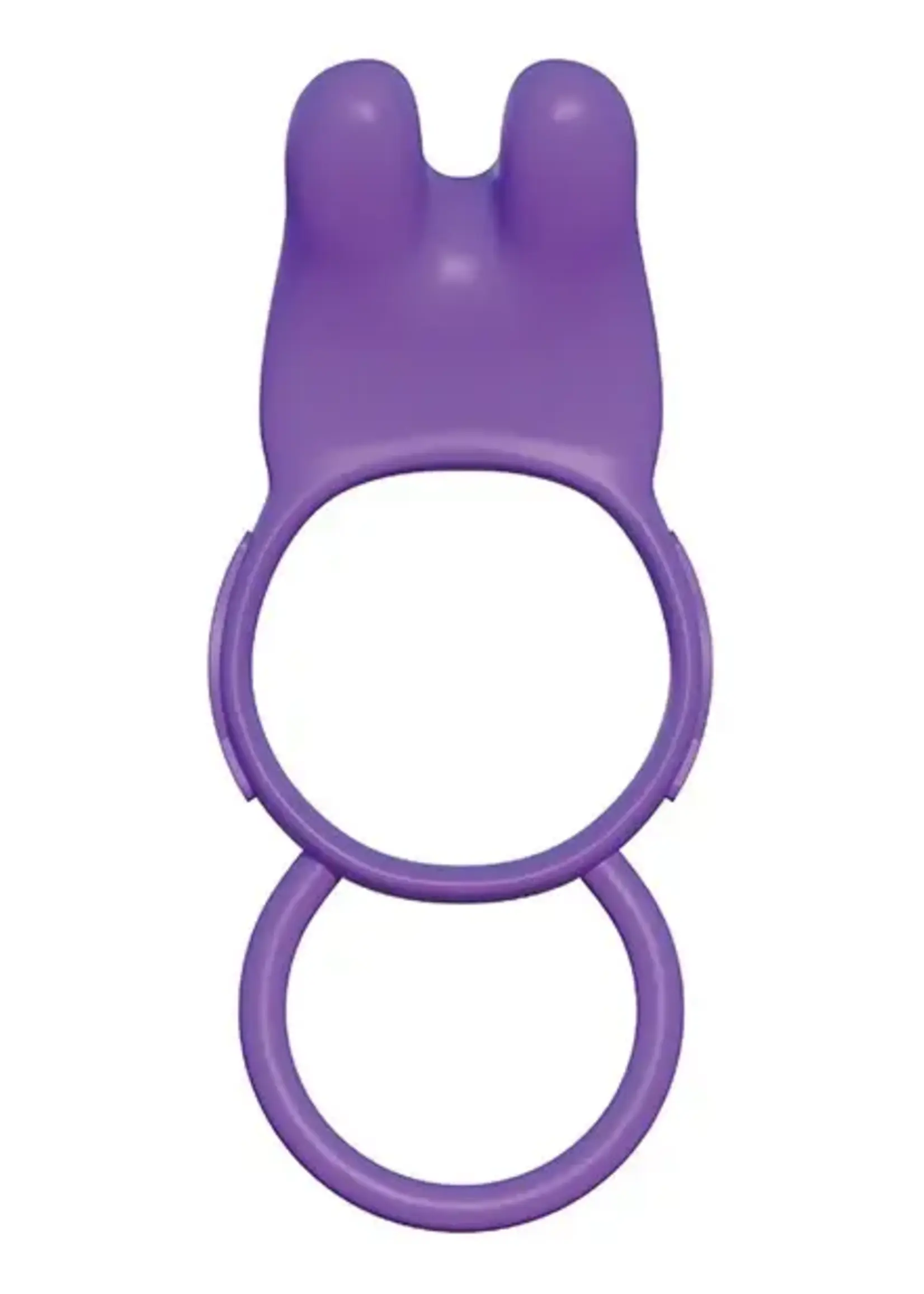 Pipedream Fantasy C-Ringz Twin Teazer Rabbit Silicone Cock Ring with Wired Remote Control - Purple
