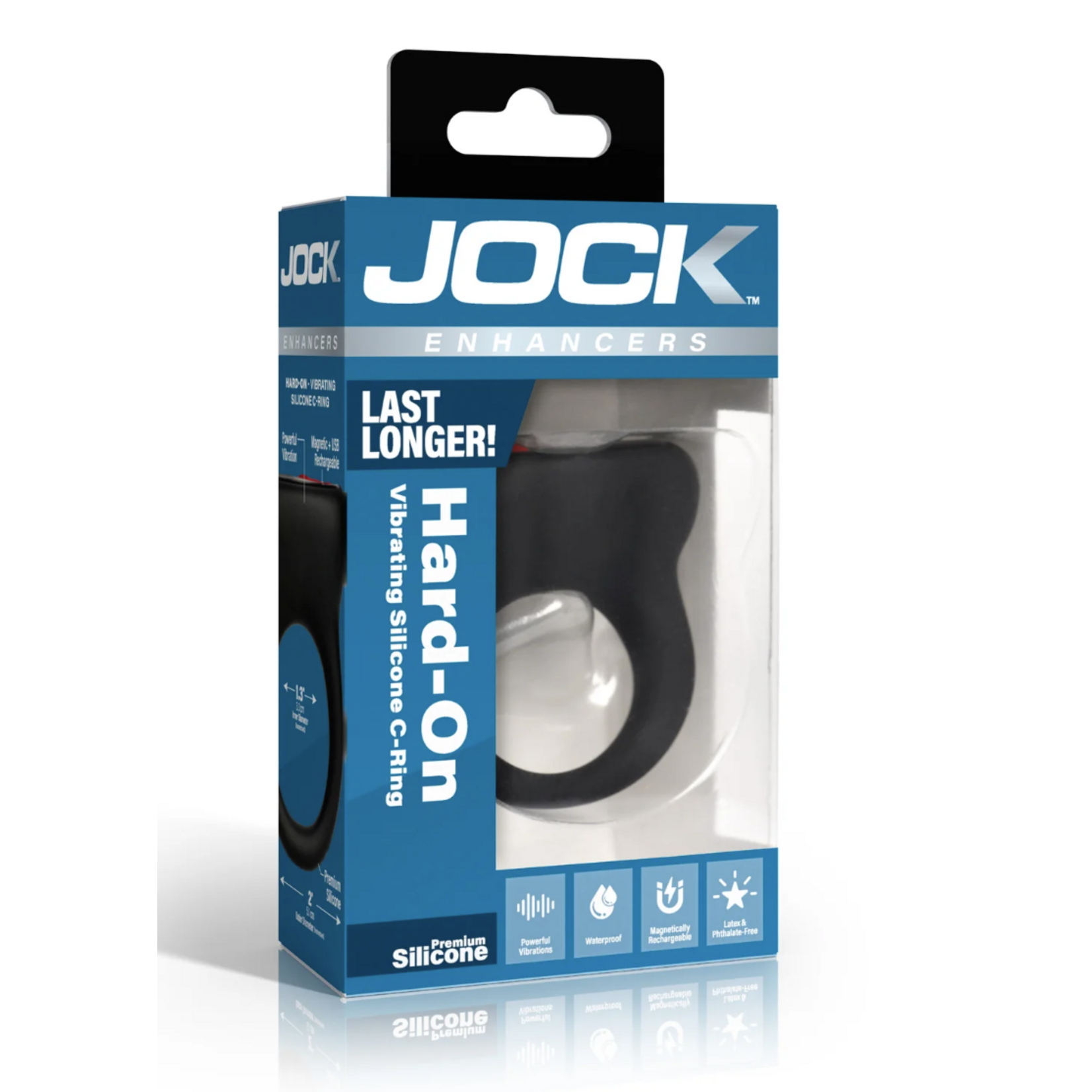 Curve Toys Jock Hard-On Vibrating Rechargeable Silicone Cock Ring - Black
