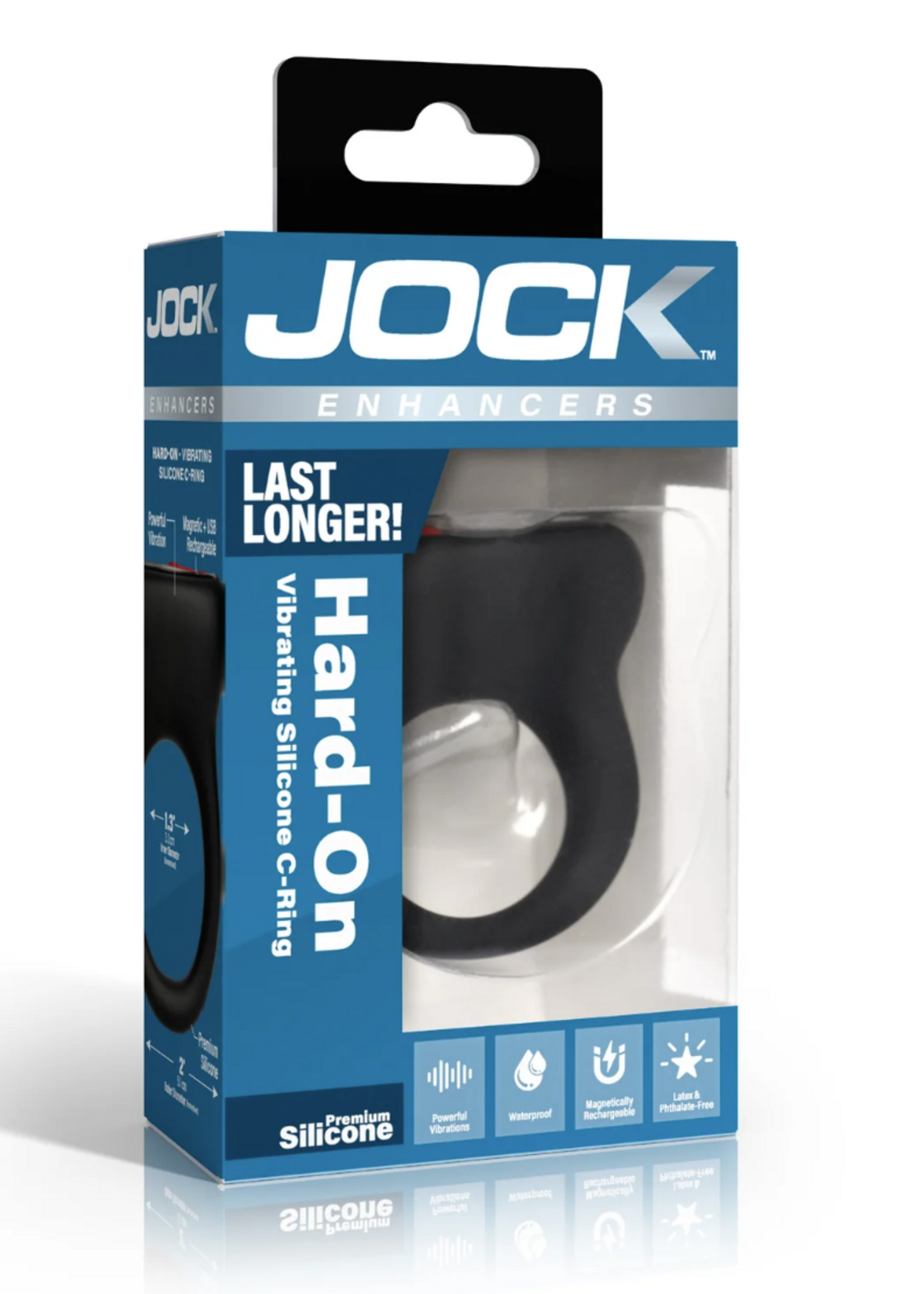 Curve Toys Jock Hard-On Vibrating Rechargeable Silicone Cock Ring - Black