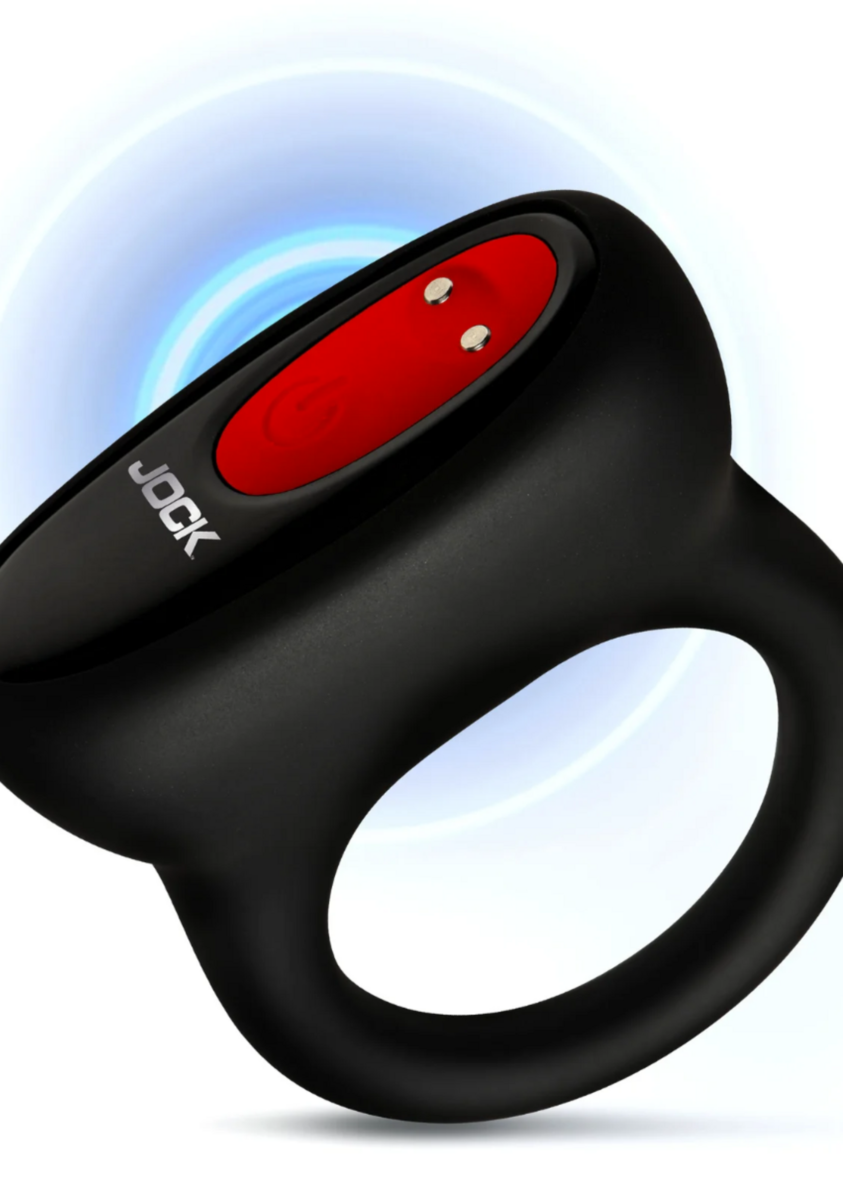 Curve Toys Jock Hard-On Vibrating Rechargeable Silicone Cock Ring - Black