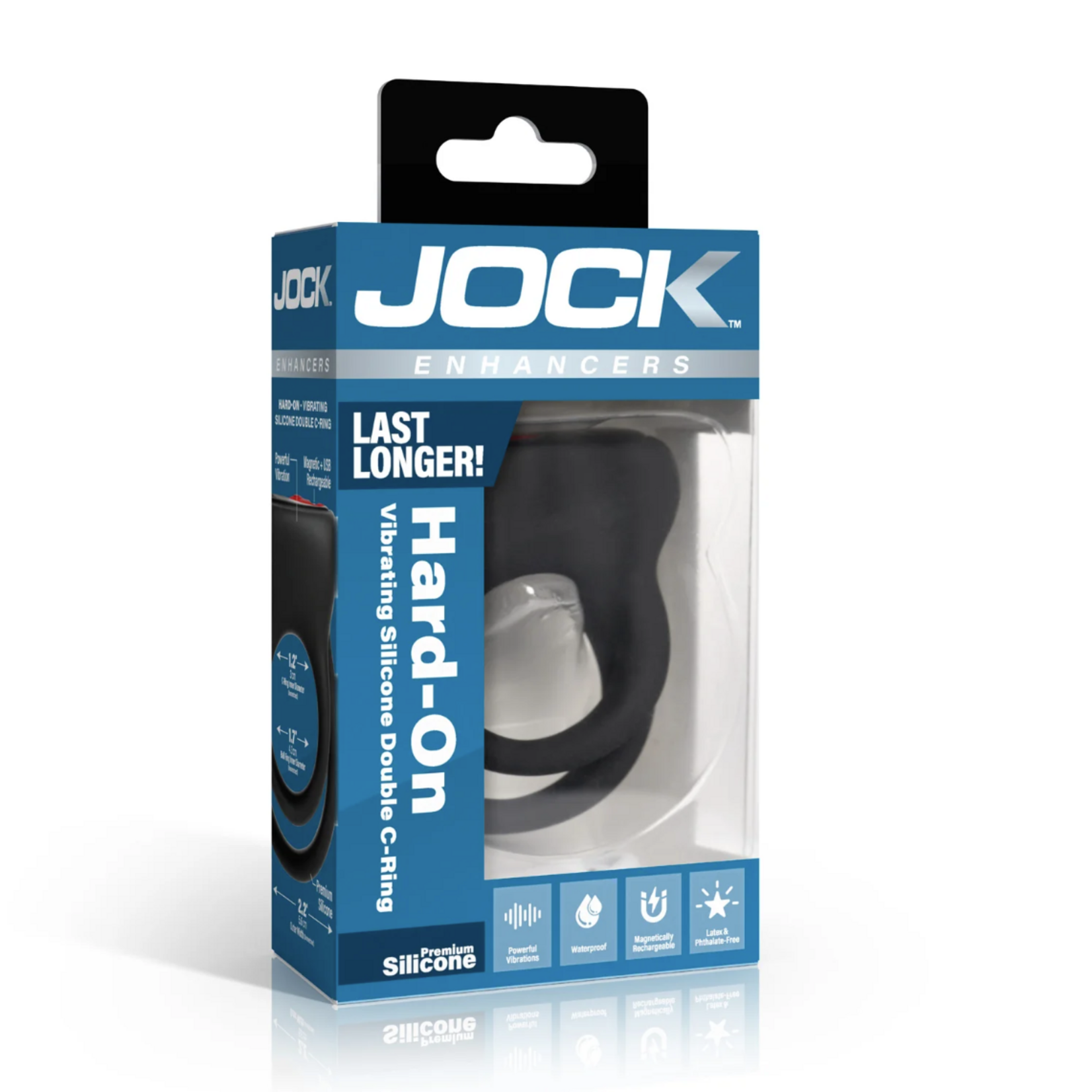 Curve Toys Hard-On Vibrating Rechargeable Silicone Double Cock Ring - Black