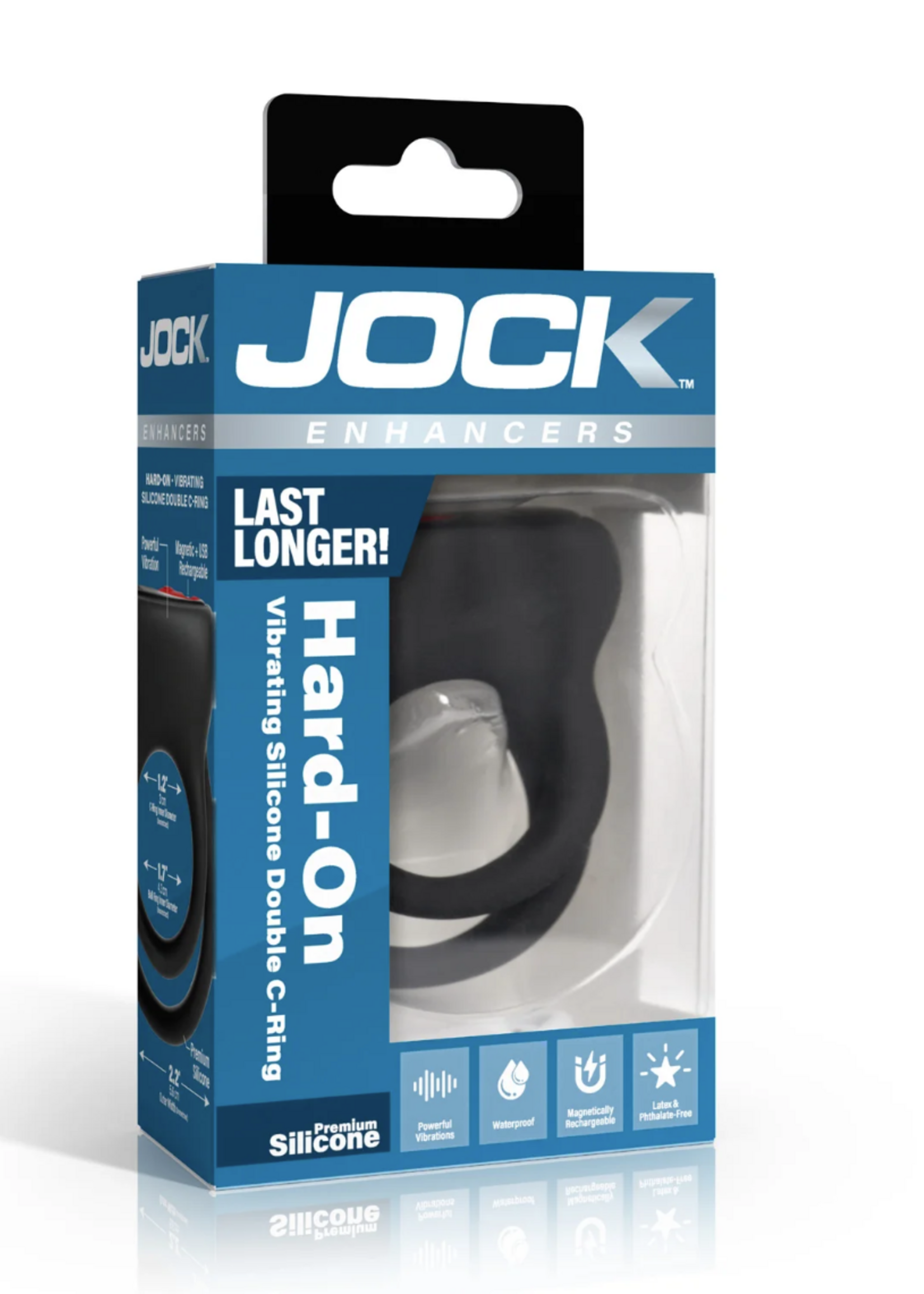 Curve Toys Hard-On Vibrating Rechargeable Silicone Double Cock Ring - Black