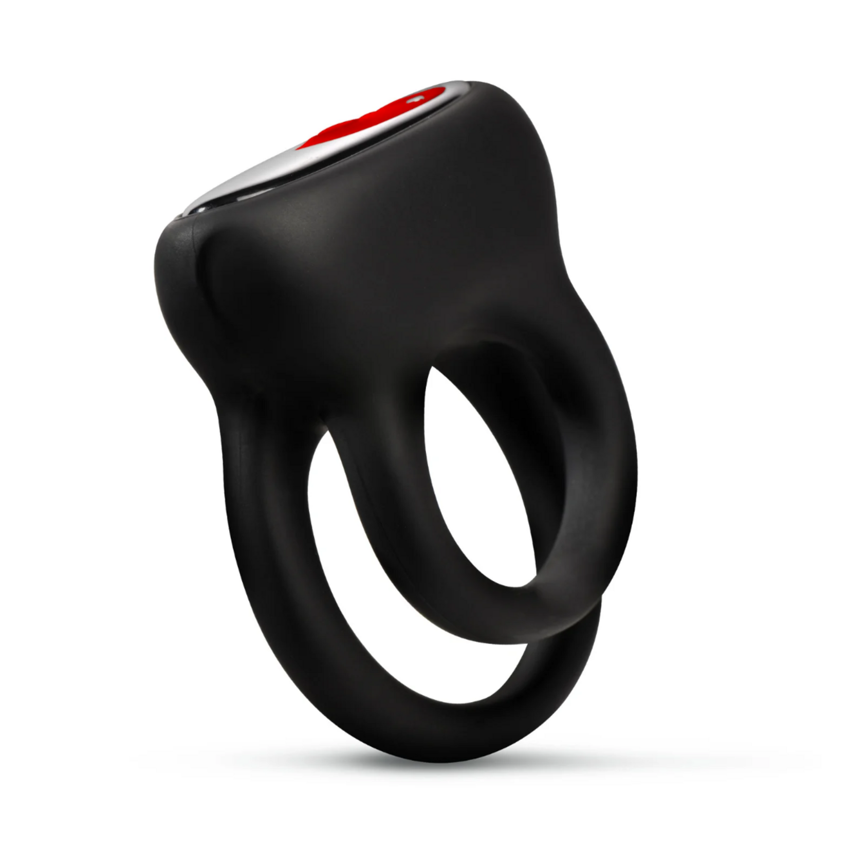 Curve Toys Hard-On Vibrating Rechargeable Silicone Double Cock Ring - Black