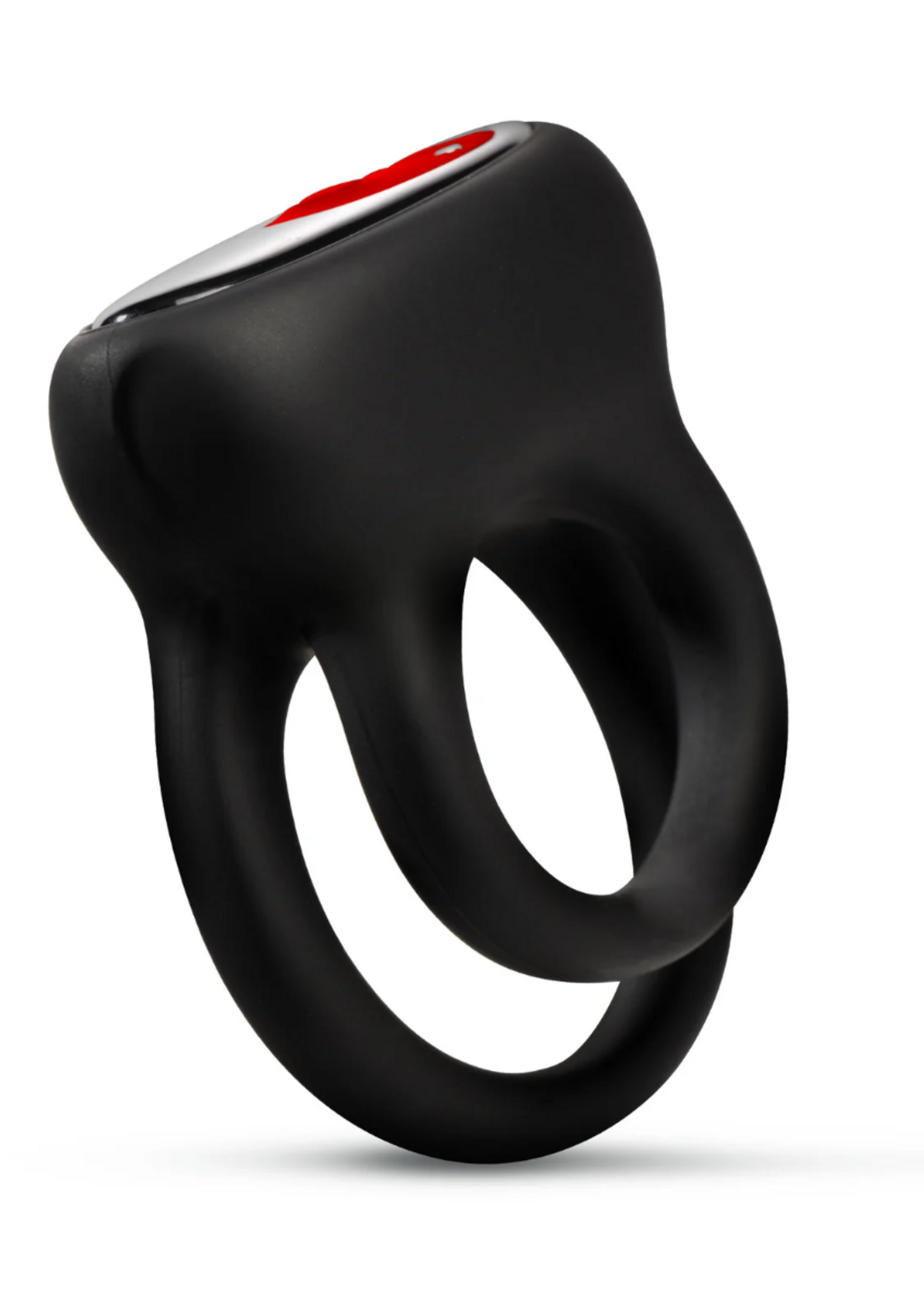 Curve Toys Hard-On Vibrating Rechargeable Silicone Double Cock Ring - Black