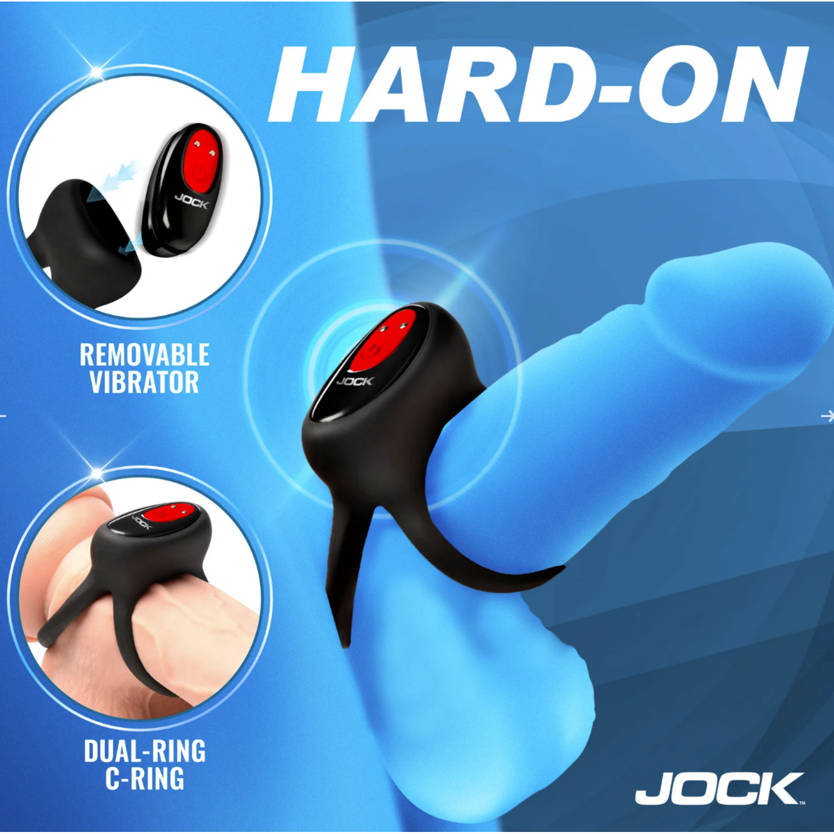 Curve Toys Hard-On Vibrating Rechargeable Silicone Double Cock Ring - Black
