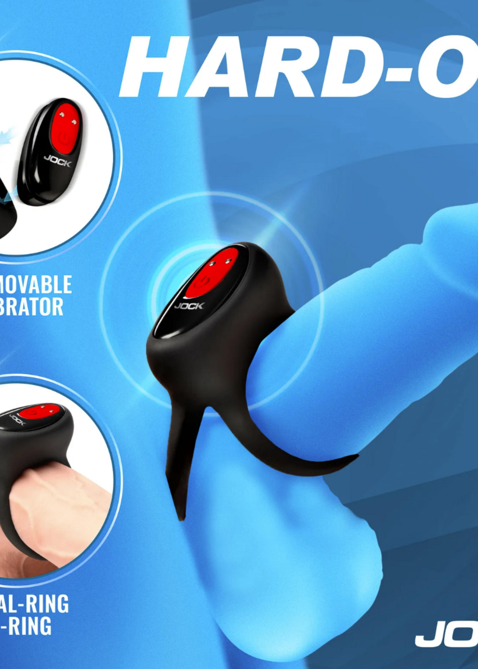 Curve Toys Hard-On Vibrating Rechargeable Silicone Double Cock Ring - Black