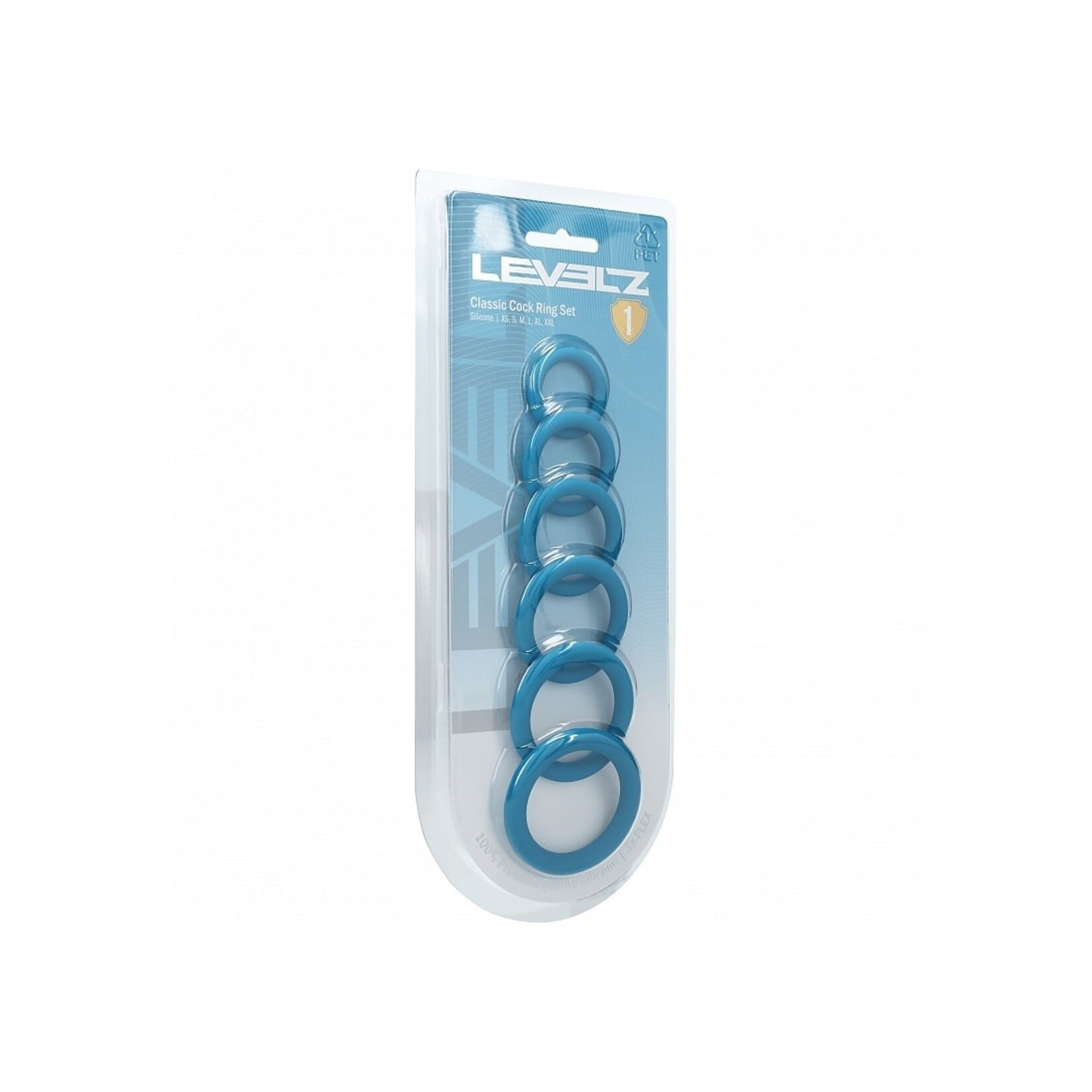 Shots Levelz Shots Levelz Classic Silicone Cock Ring Set of 6 All Sizes - Teal