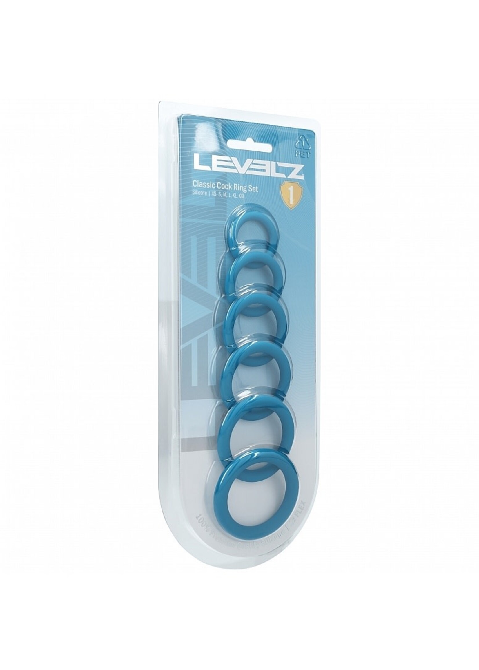 Shots Levelz Shots Levelz Classic Silicone Cock Ring Set of 6 All Sizes - Teal