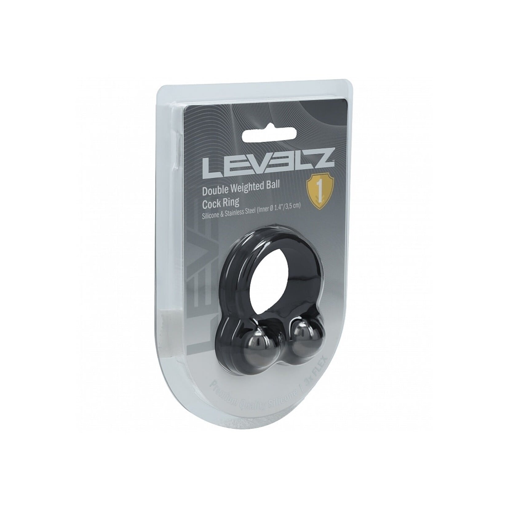 Shots Levelz Levelz Liquid Silicone Double Weighted Ball Cock Ring Black