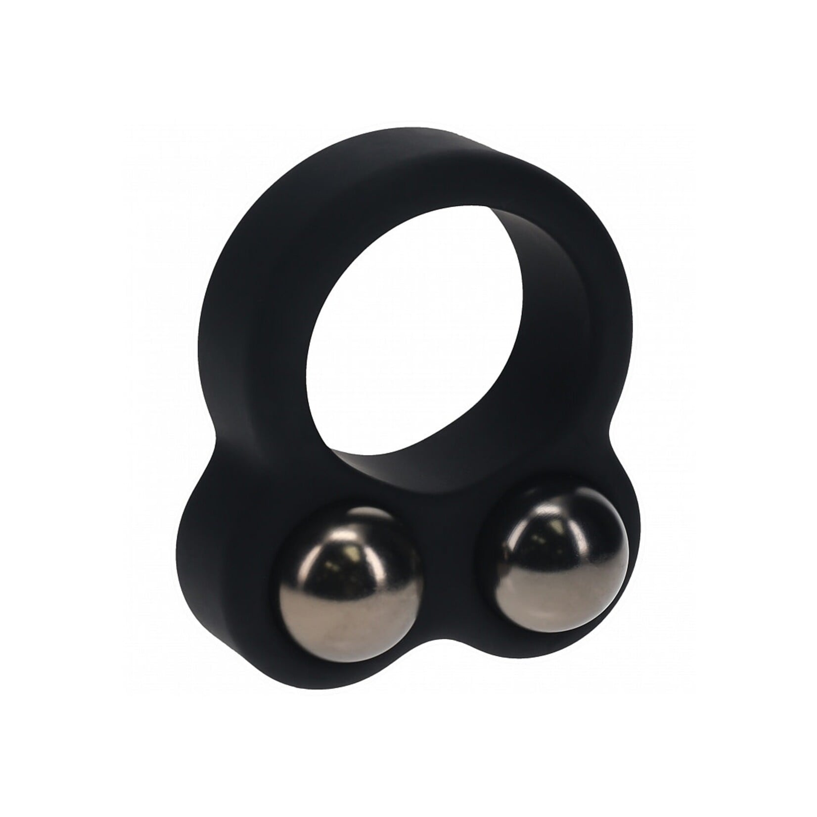 Shots Levelz Levelz Liquid Silicone Double Weighted Ball Cock Ring Black