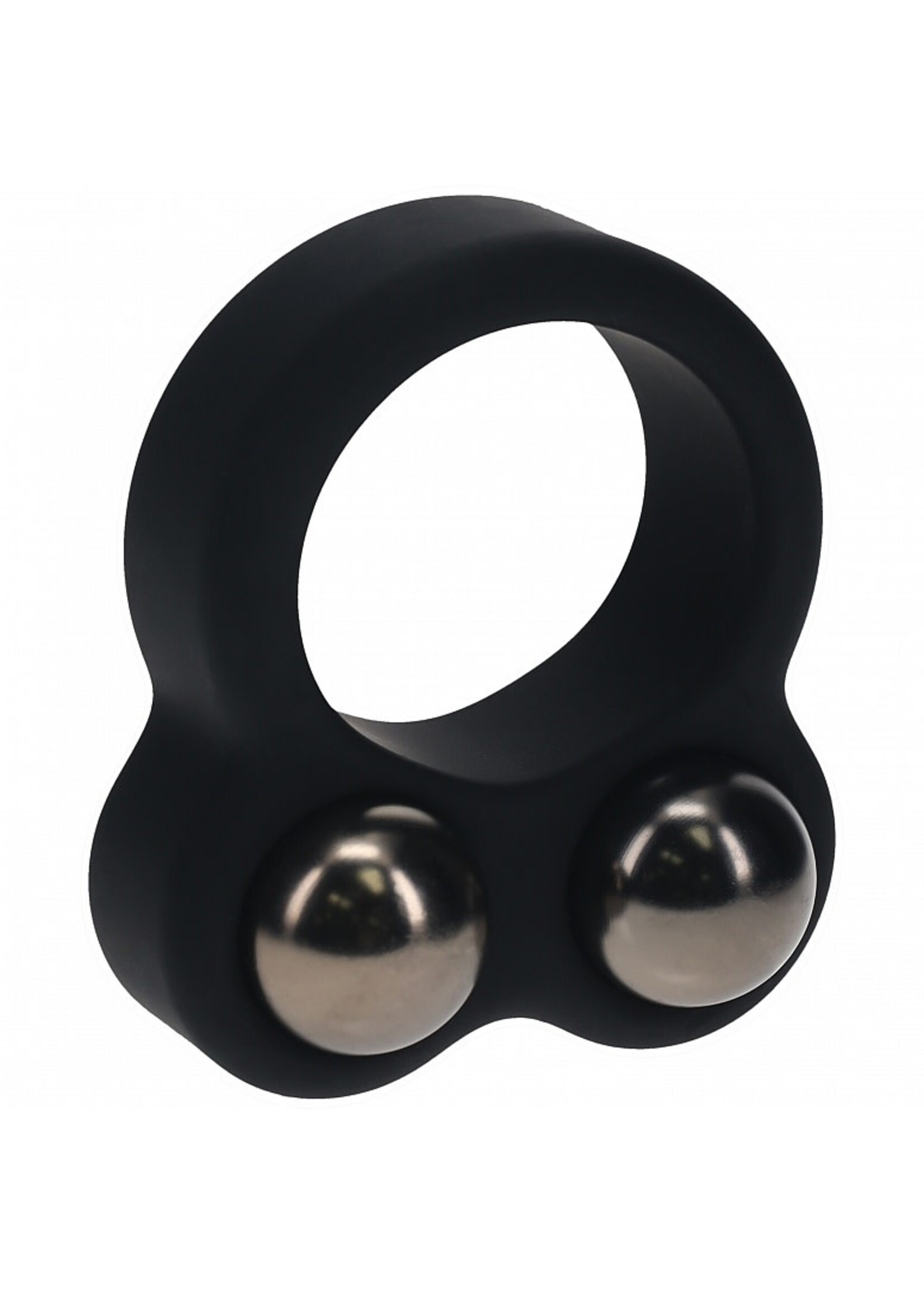 Shots Levelz Levelz Liquid Silicone Double Weighted Ball Cock Ring Black
