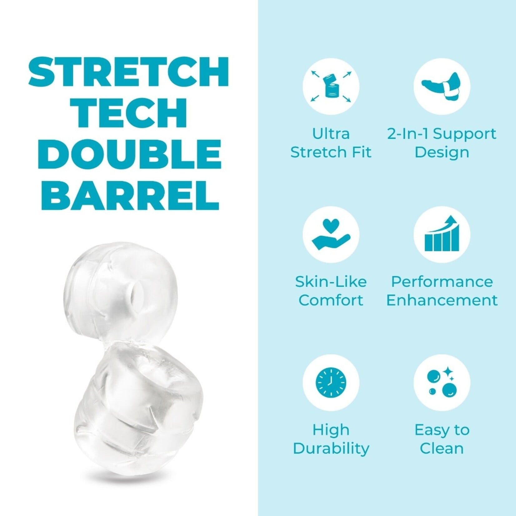 B-Vibe b-Vibe Stretch-Tech Double Barrel Ultra Stretchy Cock Ring & Ball Stretcher