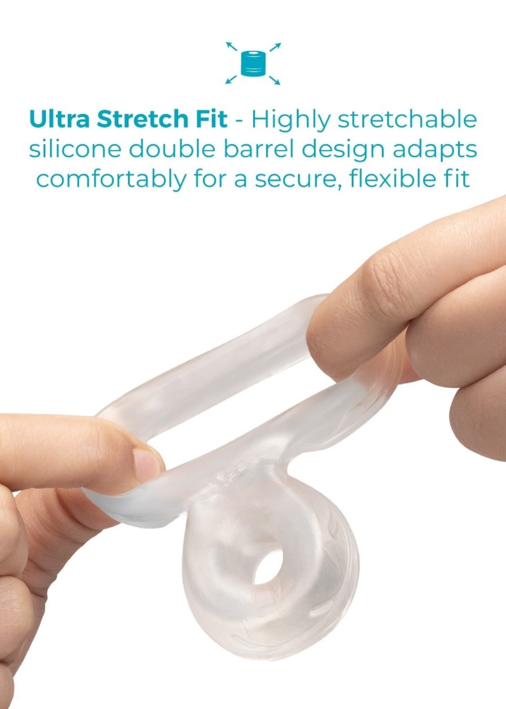 B-Vibe b-Vibe Stretch-Tech Double Barrel Ultra Stretchy Cock Ring & Ball Stretcher