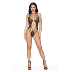 Elegant Moments Jeweled Front Back Teddy - One Size - Black