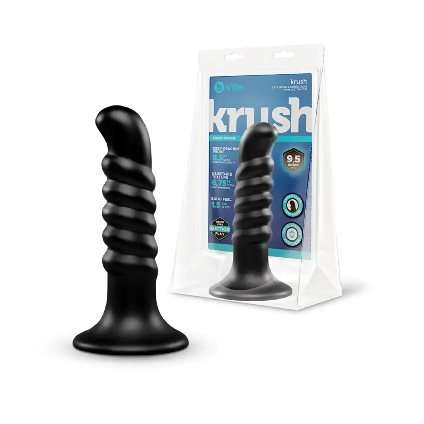B-Vibe b-Vibe Krush 9.5" Curved & Ribbed Dildo w/Suction Cup