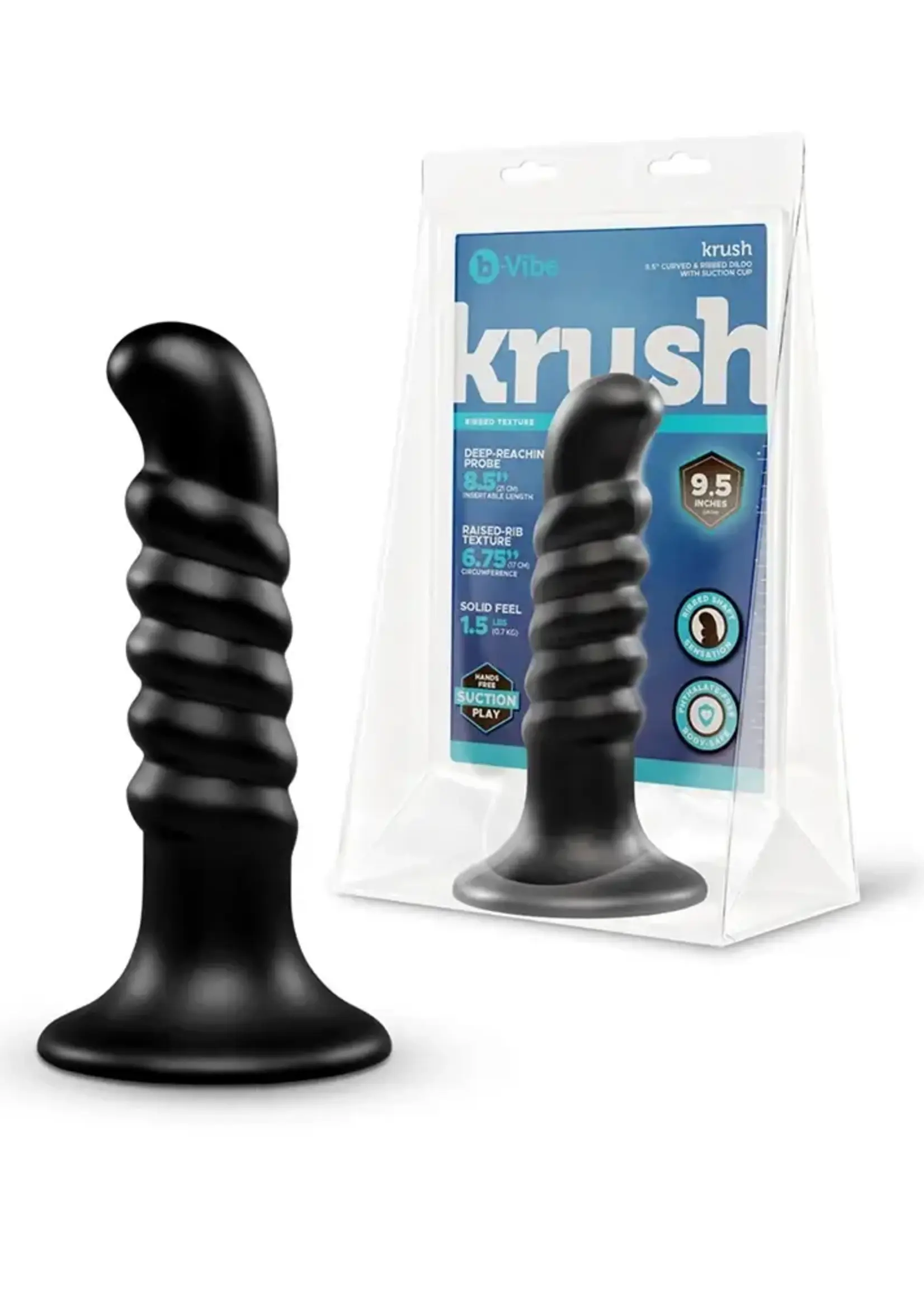 B-Vibe b-Vibe Krush 9.5" Curved & Ribbed Dildo w/Suction Cup