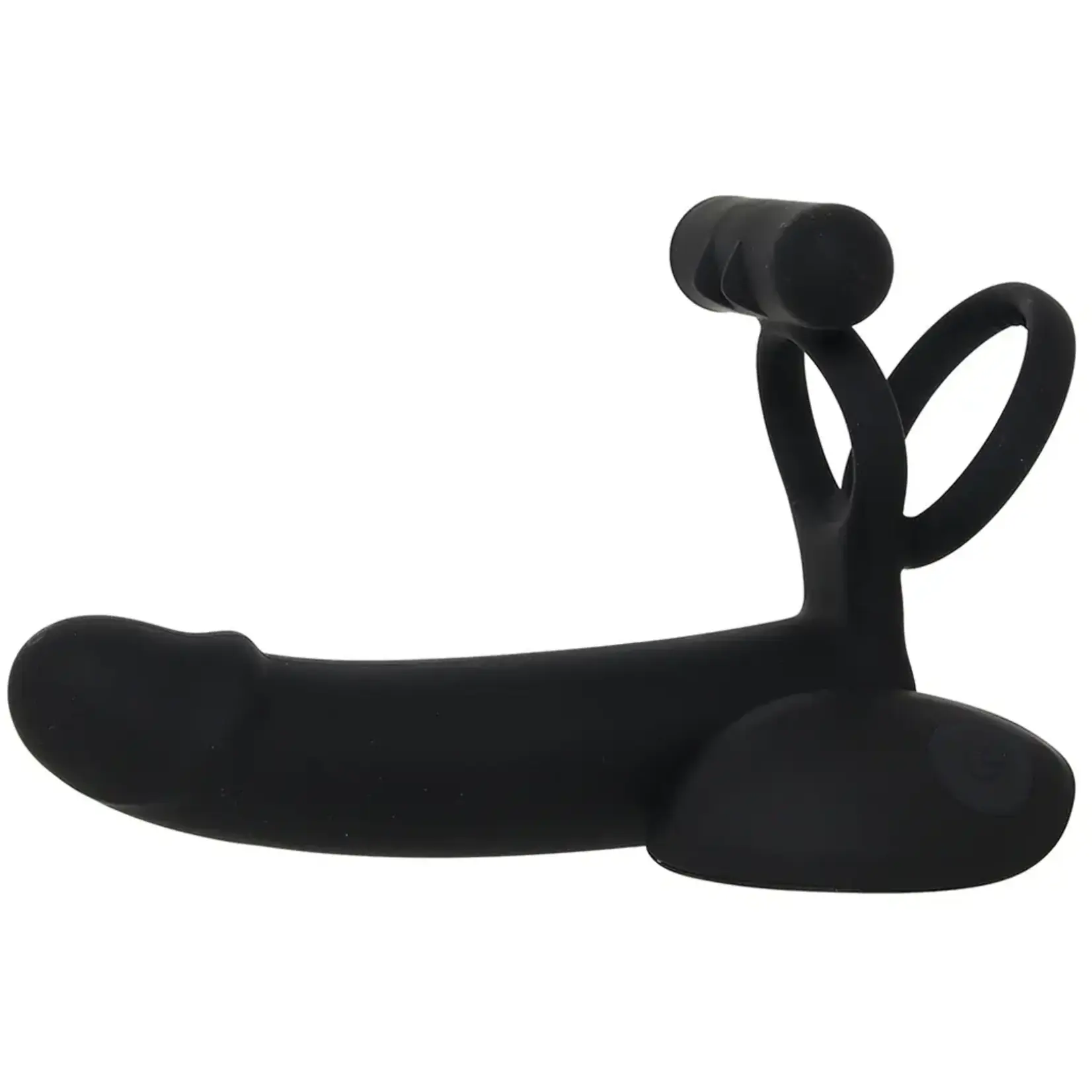 Gender X Gender X Full Swing Rechargeable Silicone Vibrating Dildo with Dual Cock Ring and Remote Control - Black