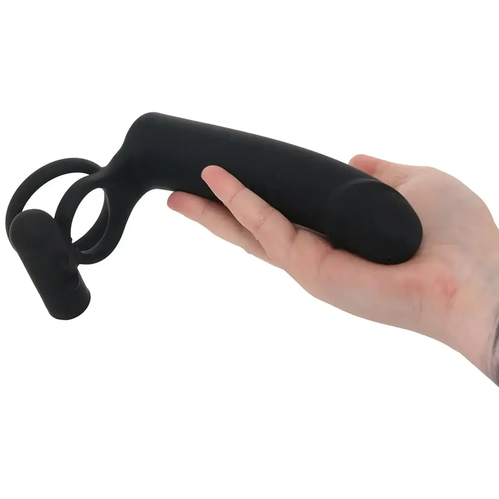 Gender X Gender X Full Swing Rechargeable Silicone Vibrating Dildo with Dual Cock Ring and Remote Control - Black