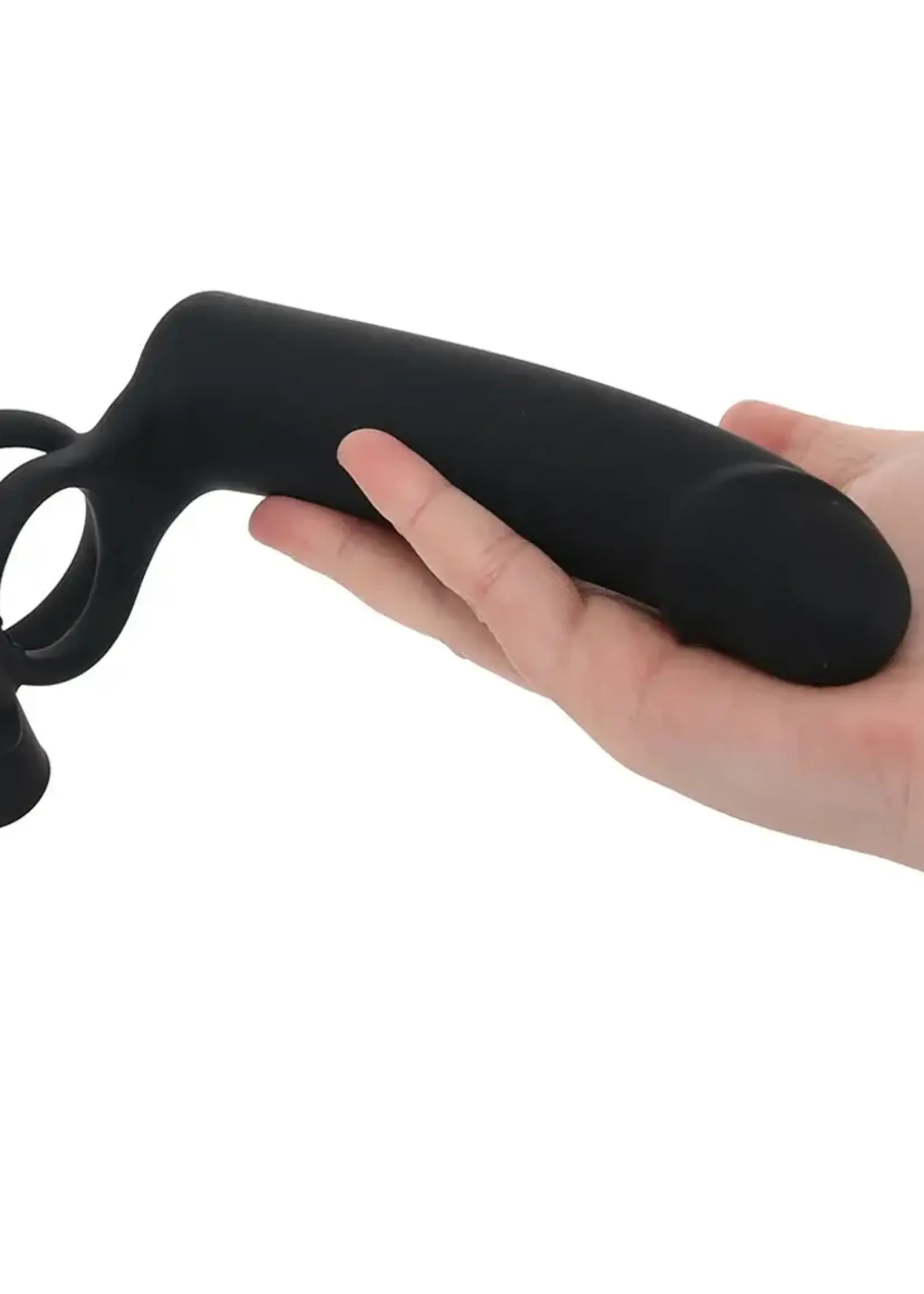 Gender X Gender X Full Swing Rechargeable Silicone Vibrating Dildo with Dual Cock Ring and Remote Control - Black