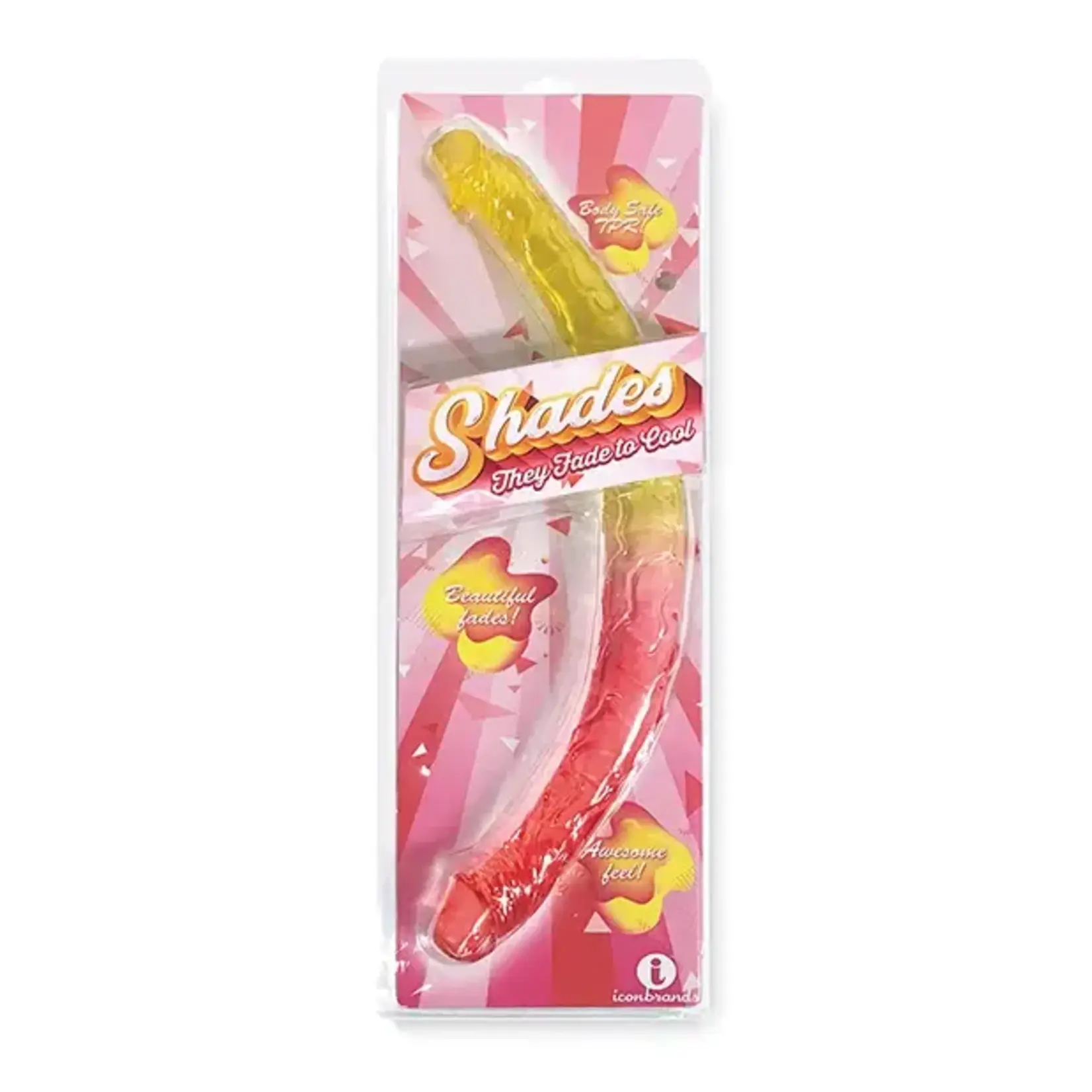 Icon Brands Shades Jelly TPR Gradient Double Dong - Pink/Yellow