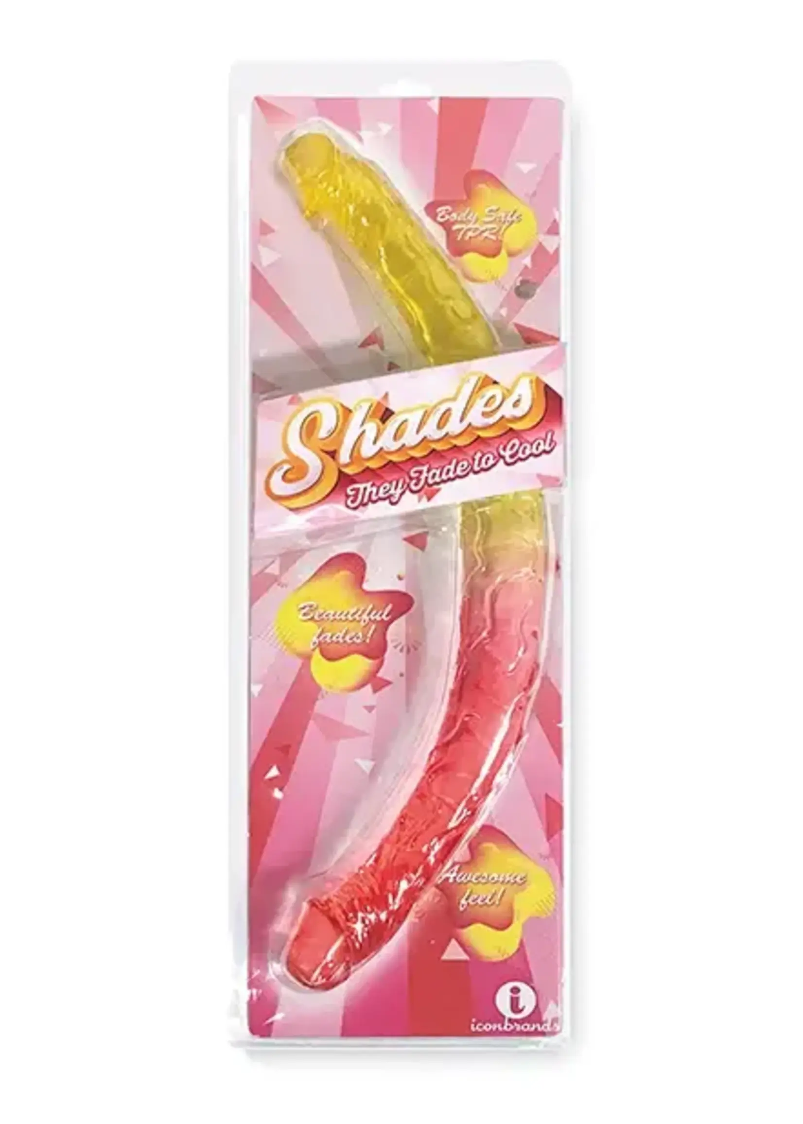 Icon Brands Shades Jelly TPR Gradient Double Dong - Pink/Yellow