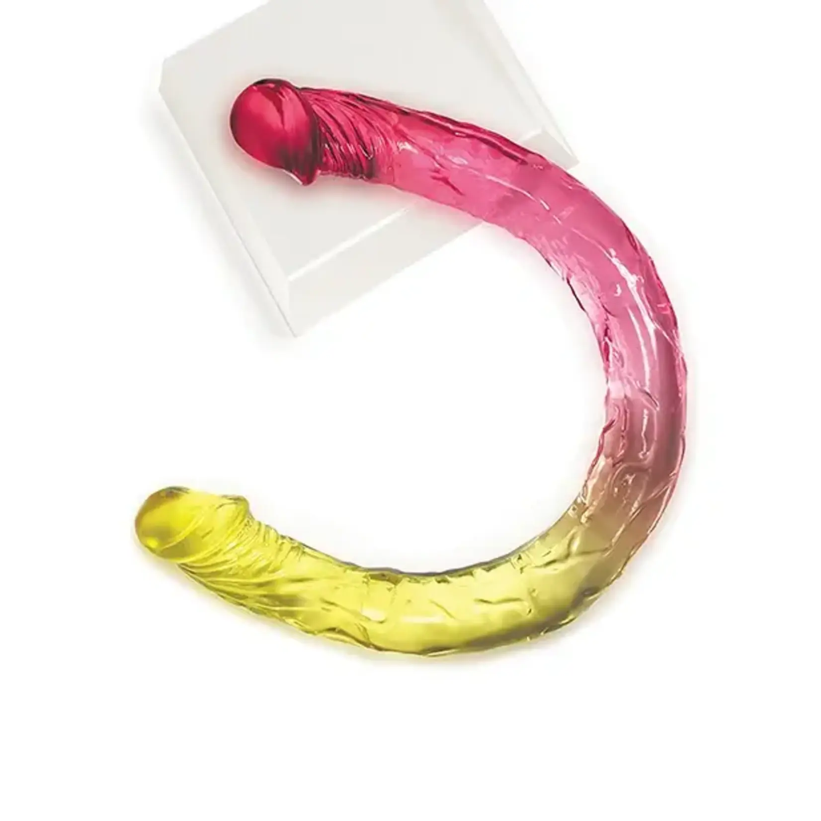 Icon Brands Shades Jelly TPR Gradient Double Dong - Pink/Yellow