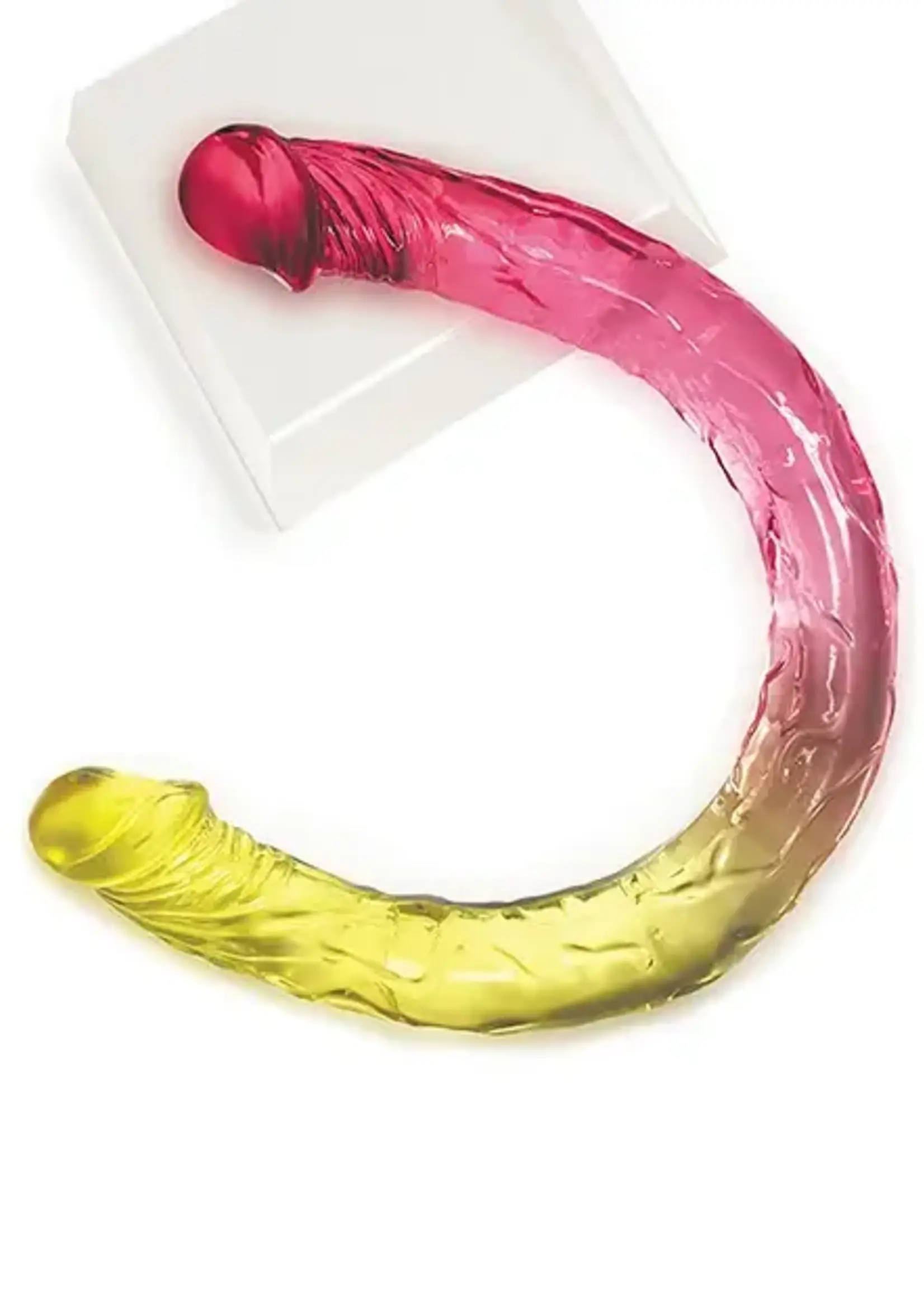 Icon Brands Shades Jelly TPR Gradient Double Dong - Pink/Yellow