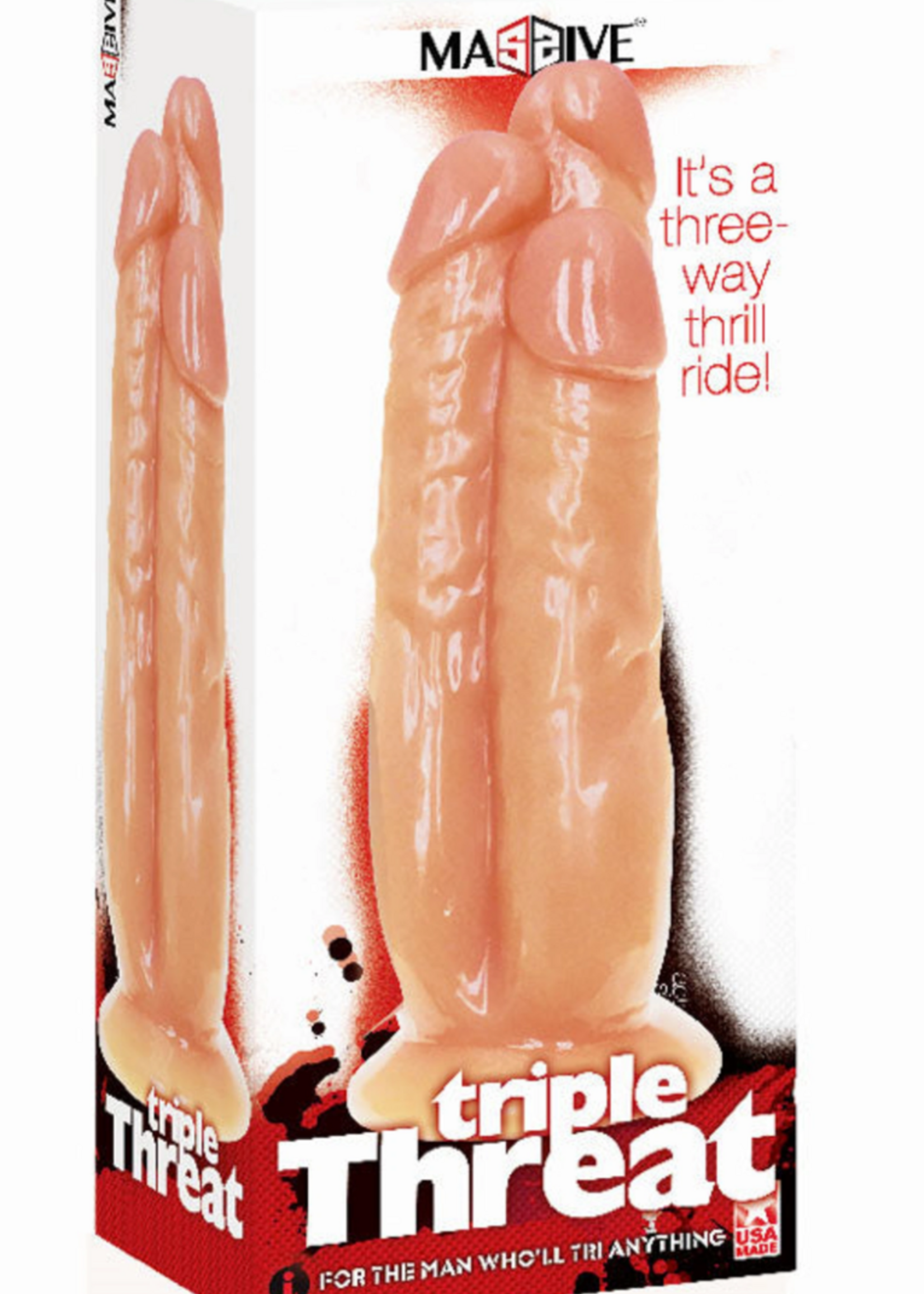 Icon Brands Triple Threat, 3 Cock Dildo - Vanilla