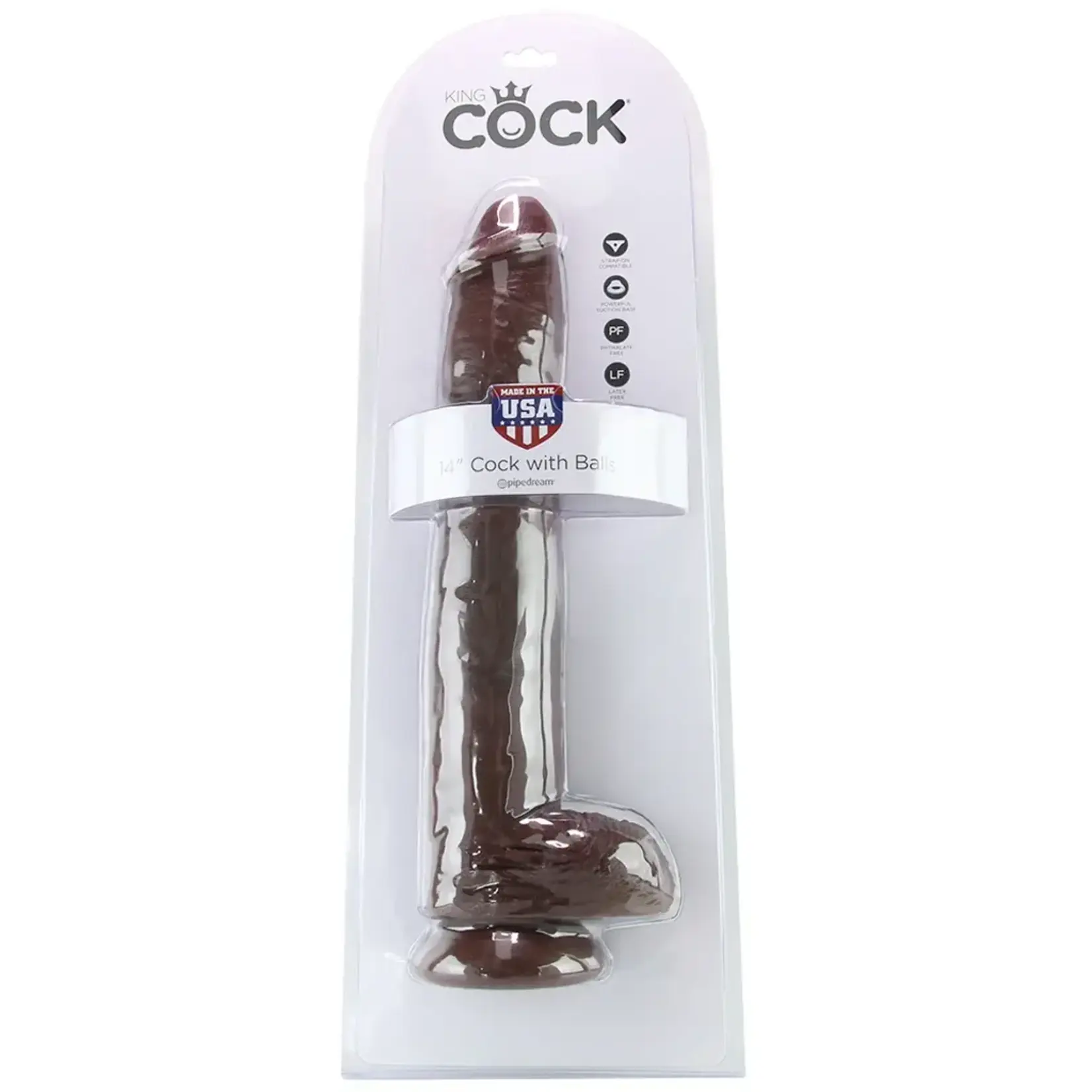 Pipedream King Cock 14" Cock With Balls Brown