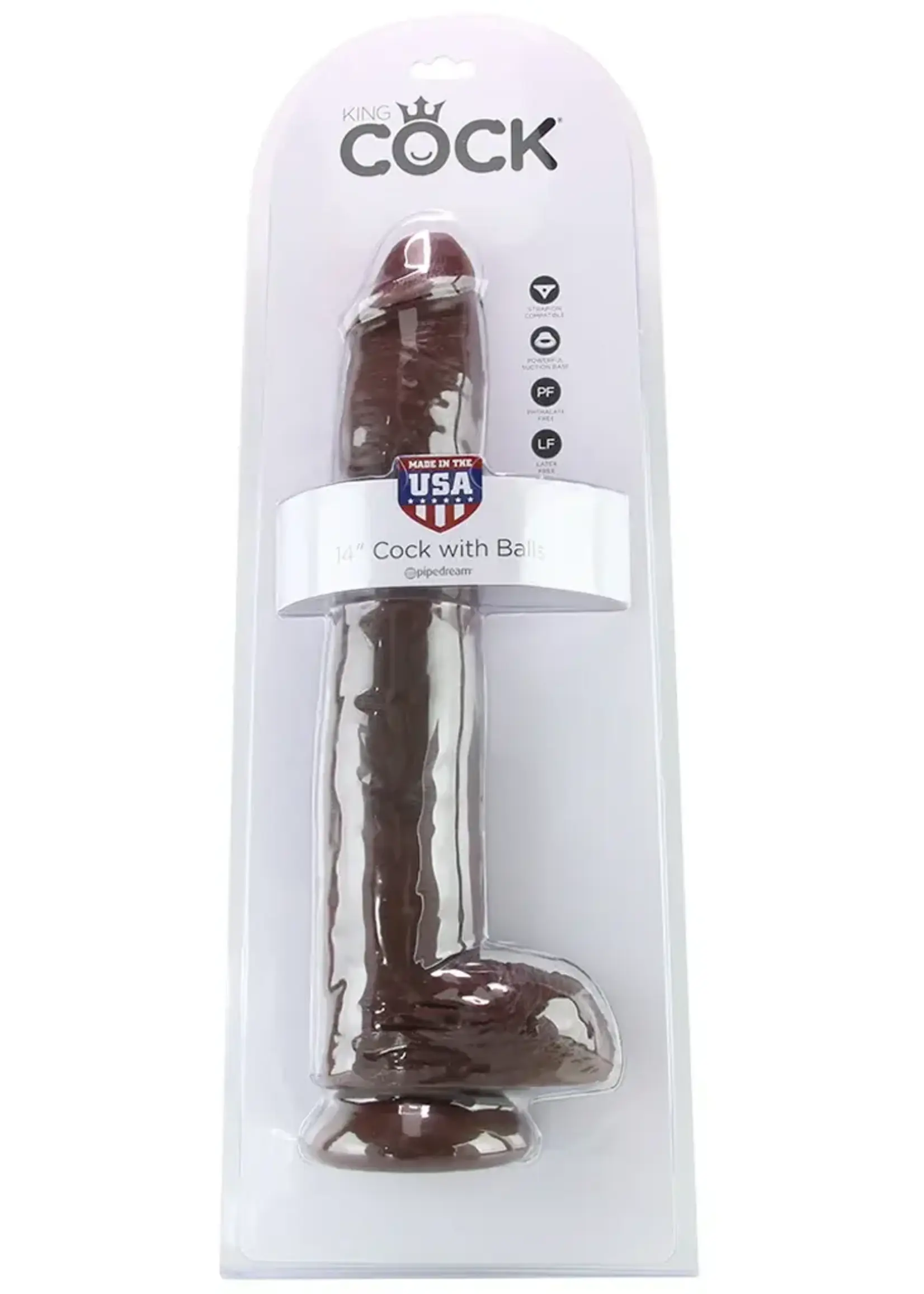 Pipedream King Cock 14" Cock With Balls Brown