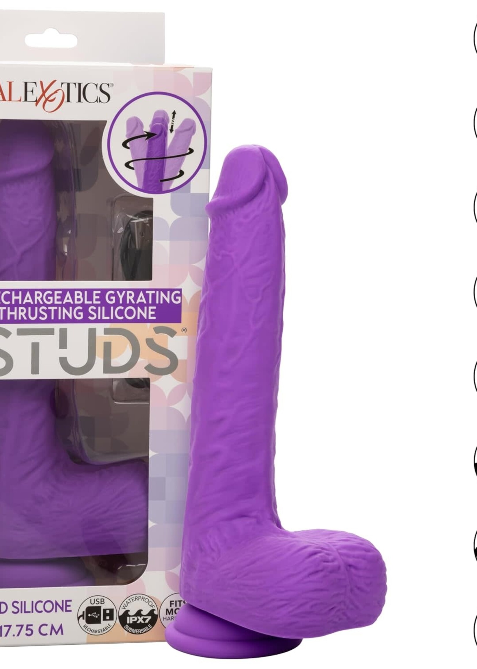Calexotics Rechargeable Gyrating and Thrusting Silicone Studs - Purple