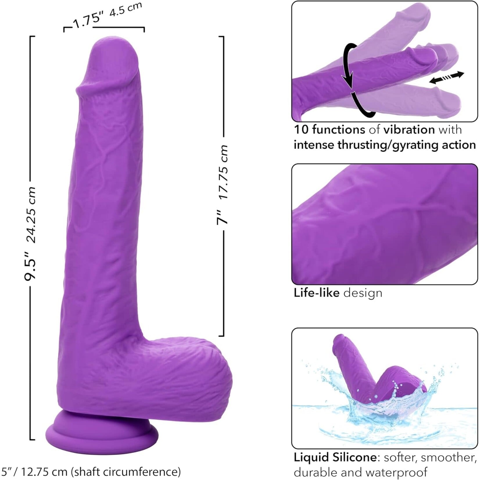 Calexotics Rechargeable Gyrating and Thrusting Silicone Studs - Purple