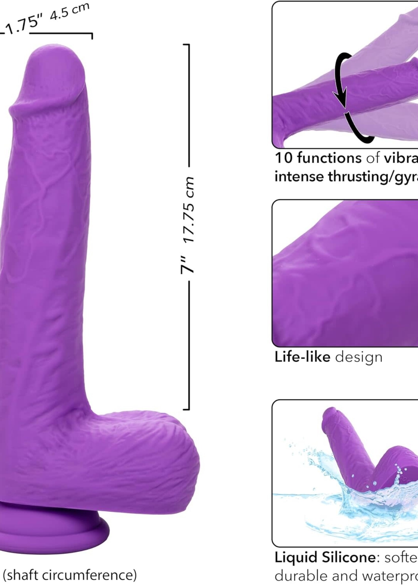 Calexotics Rechargeable Gyrating and Thrusting Silicone Studs - Purple