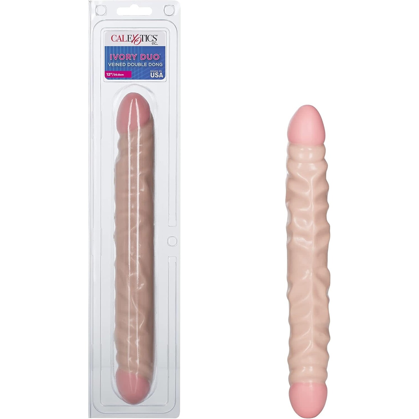 Calexotics Ivory Duo 12 Inches Veined Double Dong