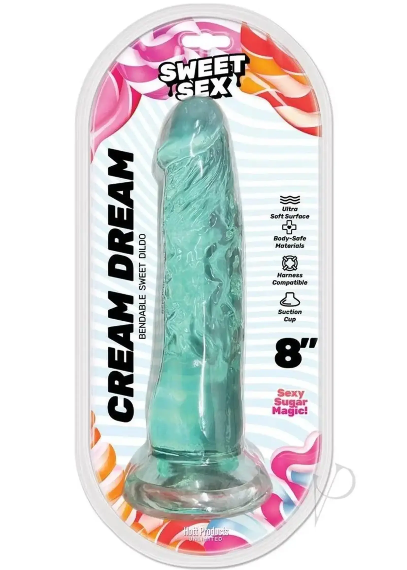 HOTT PRODUCTS Sweet Sex Cream Dream Jelly 8" Dildo Aqua