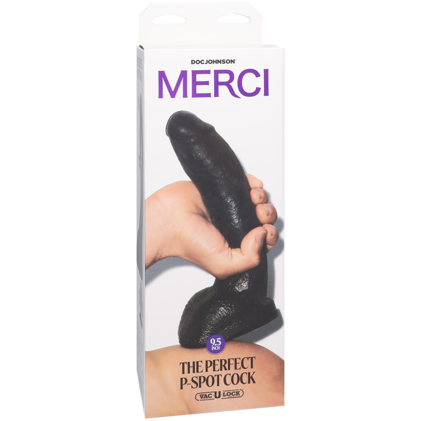 Doc Johnson Merci The Perfect P-Spot Cock 9.5" With Removable Vac-U-Lock Suction Cup Ultraskyn Black
