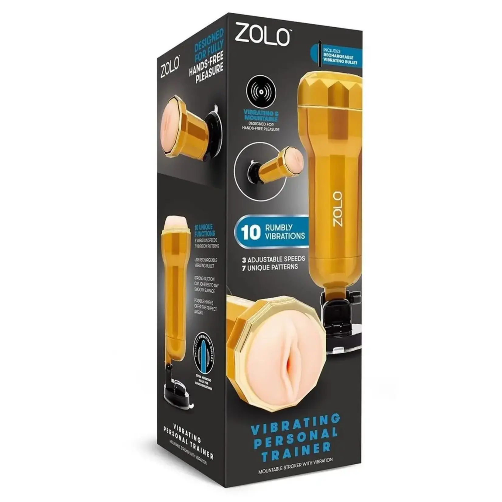 Zolo Zolo Vibrating Mountable Stroker - Gold