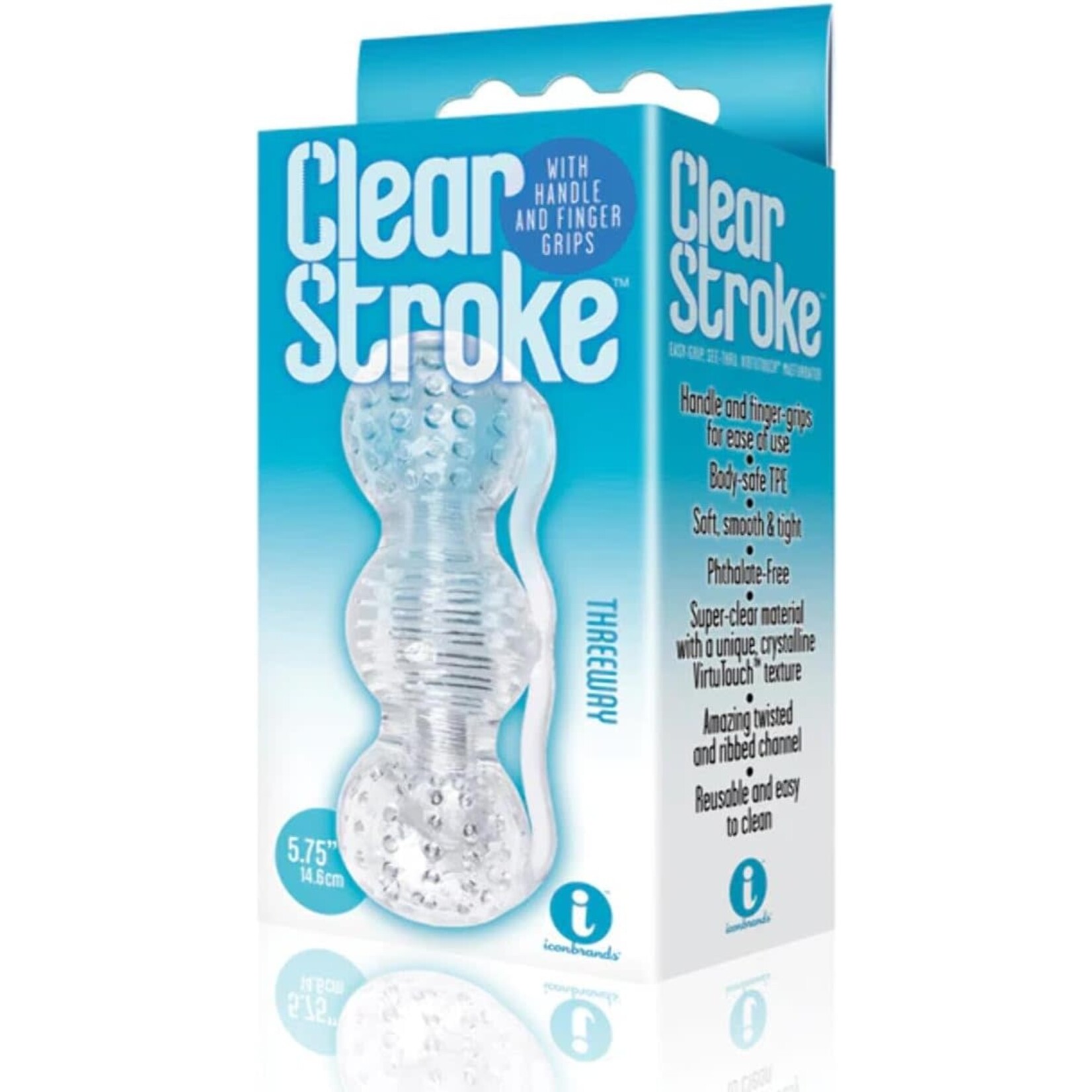 Icon Brands The 9's - Clear Stroke Threeway Masturbator 5.75in - Clear