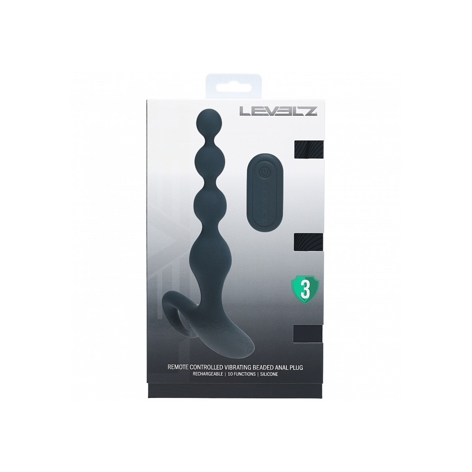 Shots Levelz Levelz Beaded Vibrating Silicone Rechargeable Anal Plug with Remote Control - Black