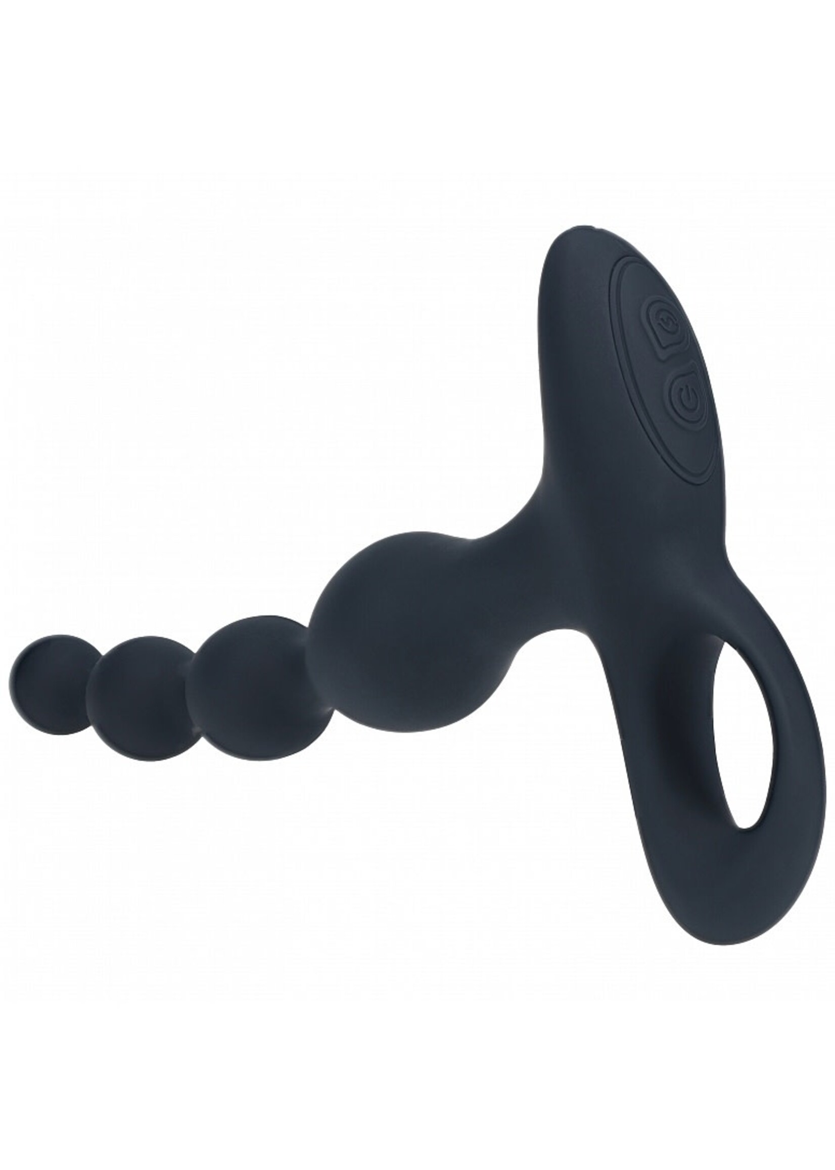 Shots Levelz Levelz Beaded Vibrating Silicone Rechargeable Anal Plug with Remote Control - Black