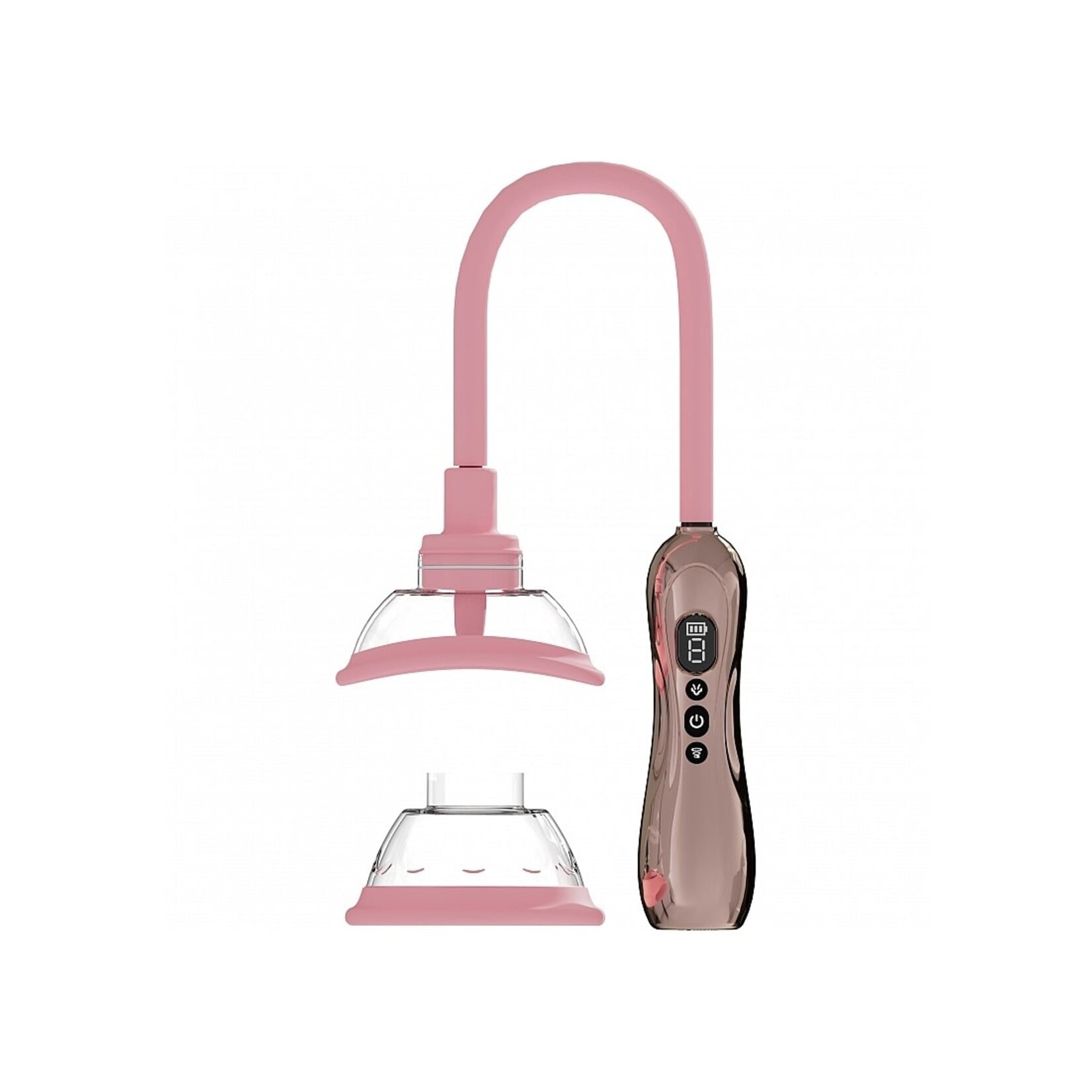 Shots Pumped Pumped Vulva And Breast Pump With Rotating & Vibrating Tongue Rose Gold