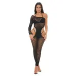Pink Lipstick Star Sign Bodystocking Black - OS