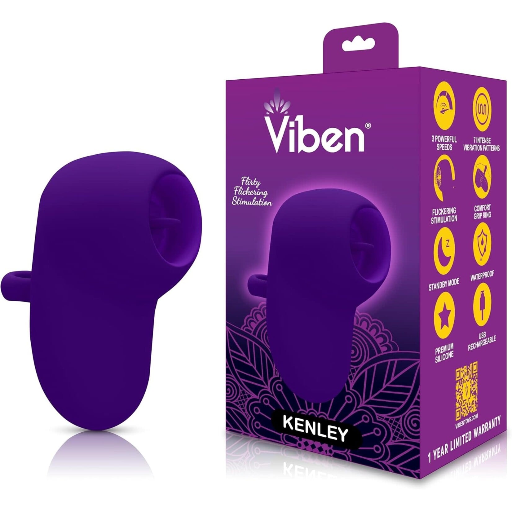 Viben Kenley - Violet - Intense Flickering Finger Vibe With Comfort Grip Ring